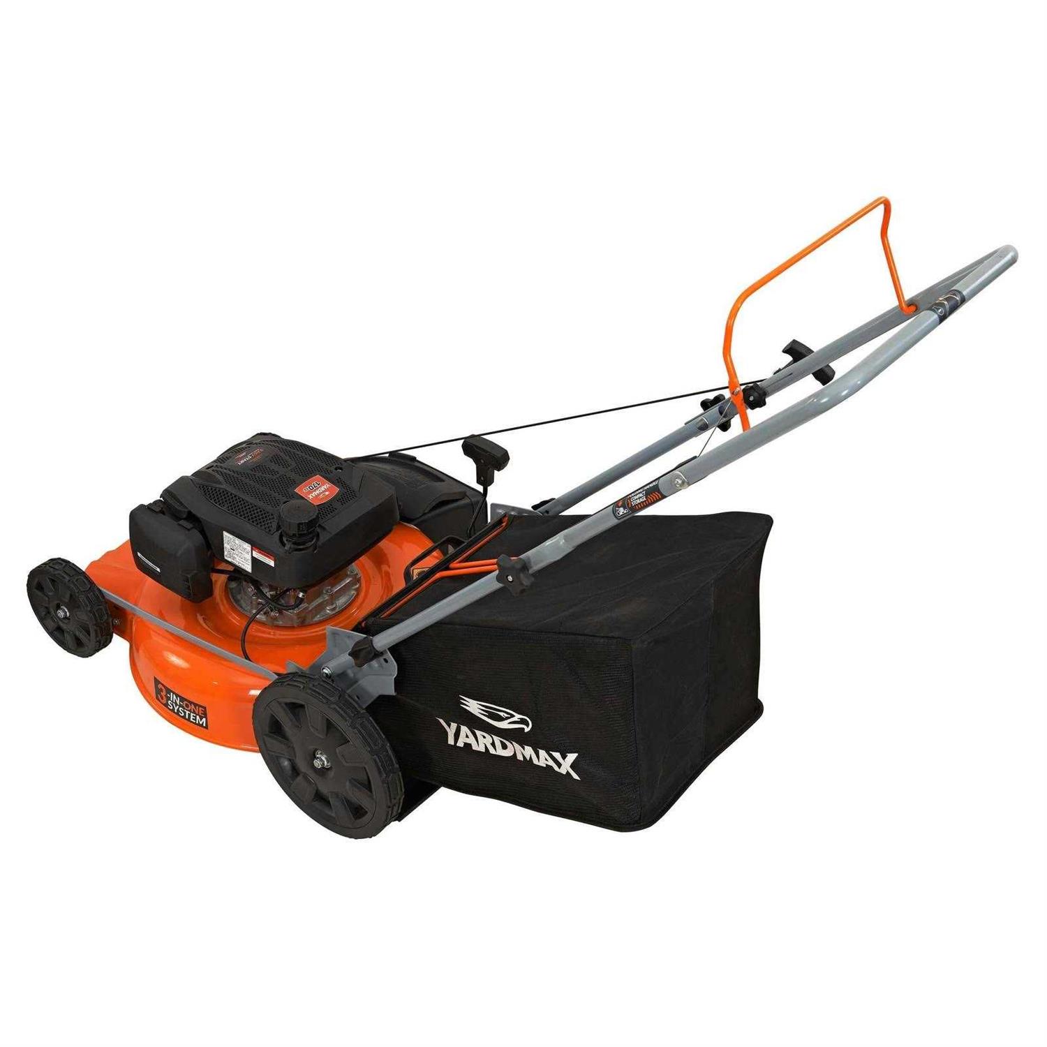 YARDMAX 21 in. 170cc 3-in-1 Gas Walk Behind Push Lawn Mower with High Rear Wheels