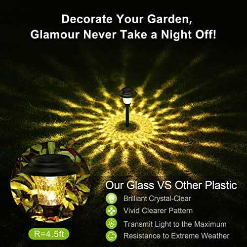 Balhvit Glass Solar Lights Outdoor Super Bright Solar Pathway Lights