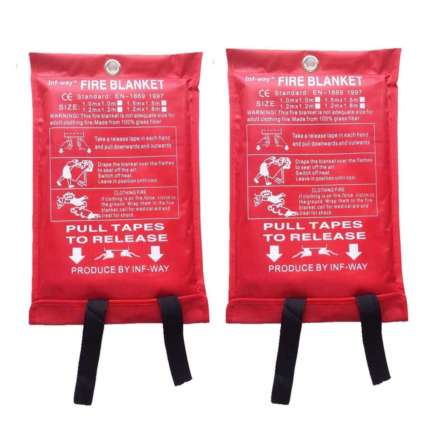 Inf-way Fire Blanket for Home, Fiberglass Fire Suppression Blanket for Kitchen, Flame Retardant Protection and Heat Insulation Emergency Fireproof