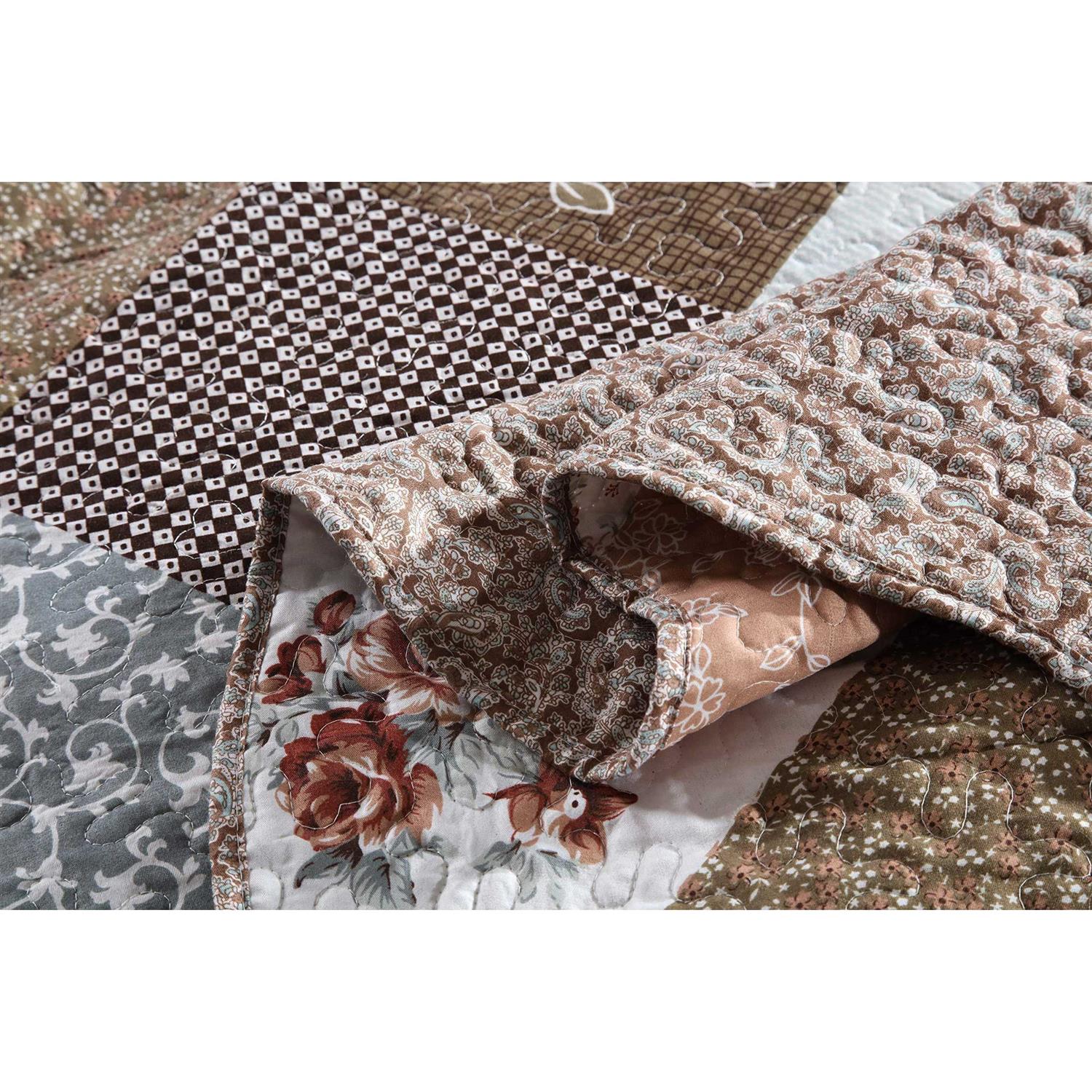 Travan 3-Piece Bedspread Quilt Set Oversized Reversible Quilted Bedding Cotton Coverlet Set with Shams