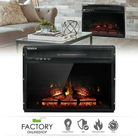 Geniqua 24 inch Wall Insert 1400w Electric Fireplace Heat w/Remote LED Flame Timer Heater