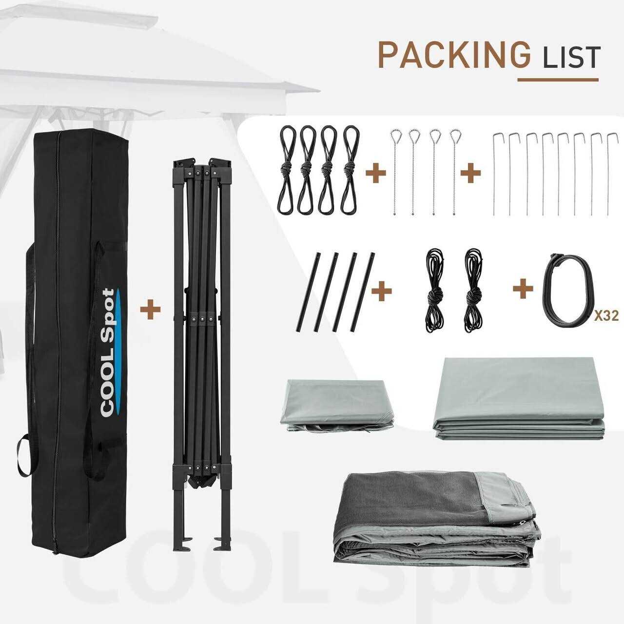 COOS BAY Cool Spot 11×11 Pop-Up Instant Gazebo Tent with Mosquito Netting Outdoor Canopy Shelter with 121 Square Feet of Shade