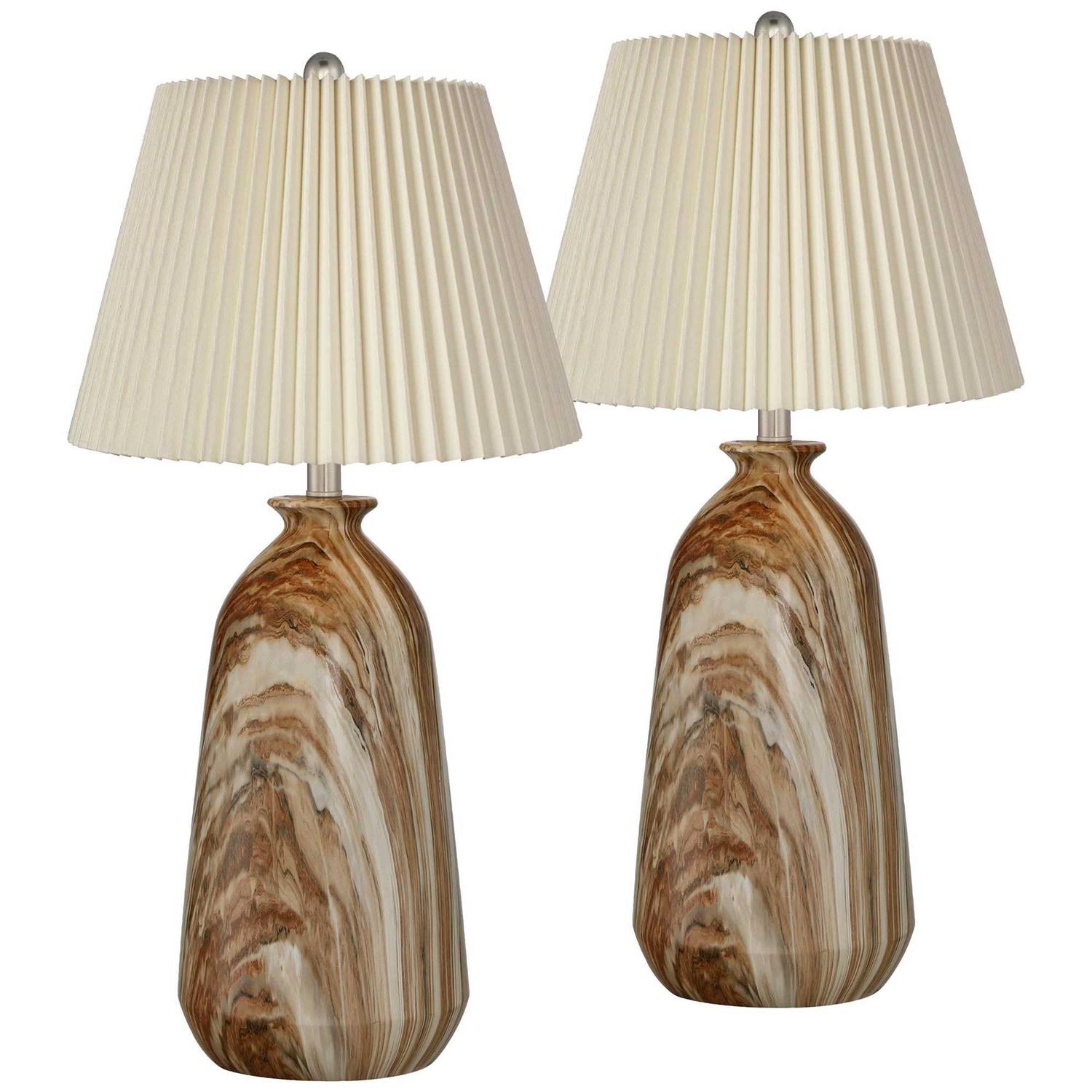 360 Lighting Carlton Modern Table Lamps 28 Tall Set of 2 Swirling Blue Marble Bedroom Living Room House