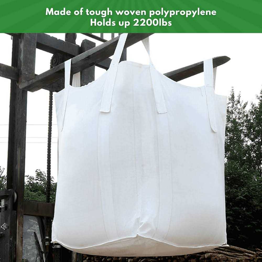 FIBC Bulk Bag 2200lbs, 35 L x 35 W x 40 H in, Open Top, Woven Polypropylene, Creative American Home, Men’s, Size: 35 x 35 x 40, White