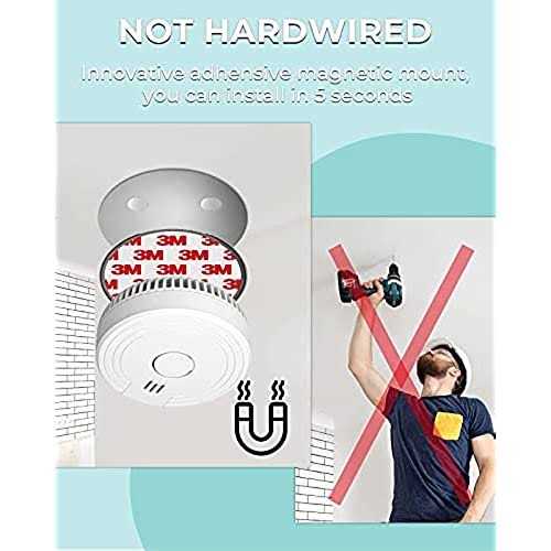 Ecoey Smoke Alarm Fire Detector, Battery Photoelectric Smoke Detector with Test Button and Low Battery Signal