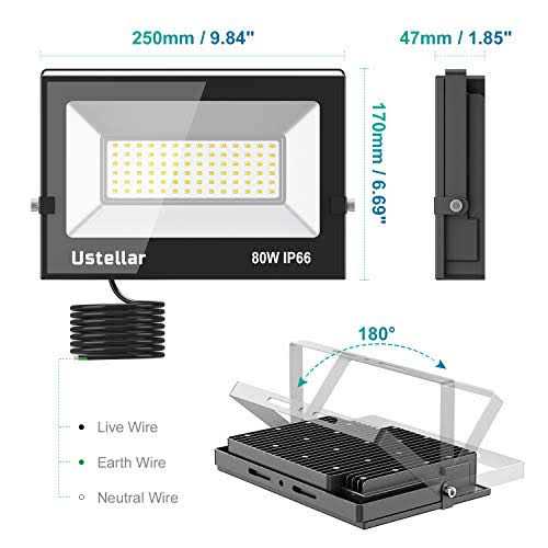 Ustellar 3 Pack 80W Led Flood Lights Outdoor Bright 24000LM Security Lights Outside Lamp IP66 Waterproof 5000k Daylight