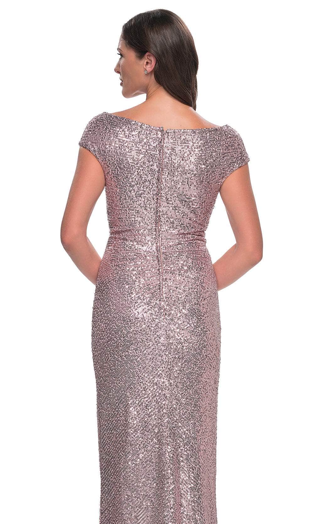 Ruched Sequin Evening Dress