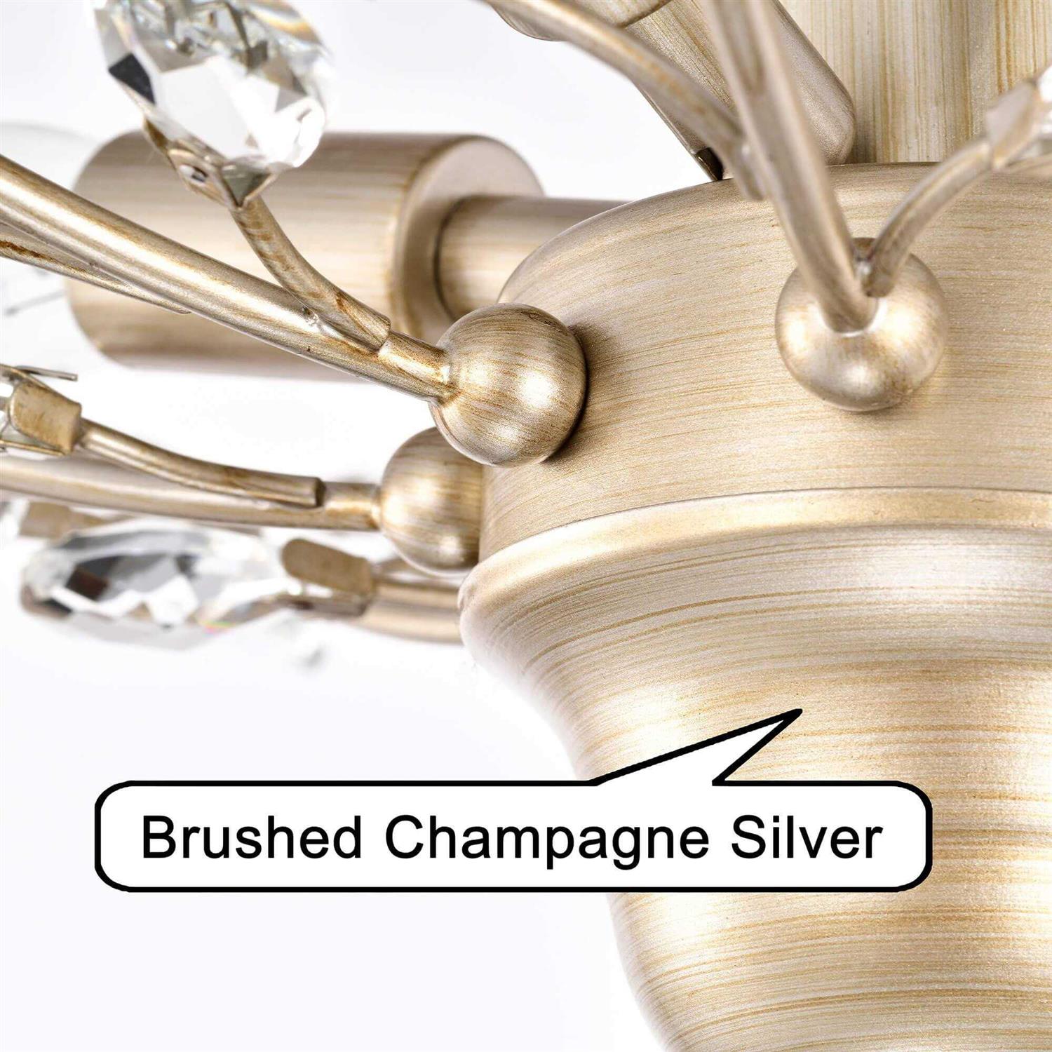 The Lighting Store Holly 4-light Brushed Champagne Silver Crystal Leaves Flush Mount