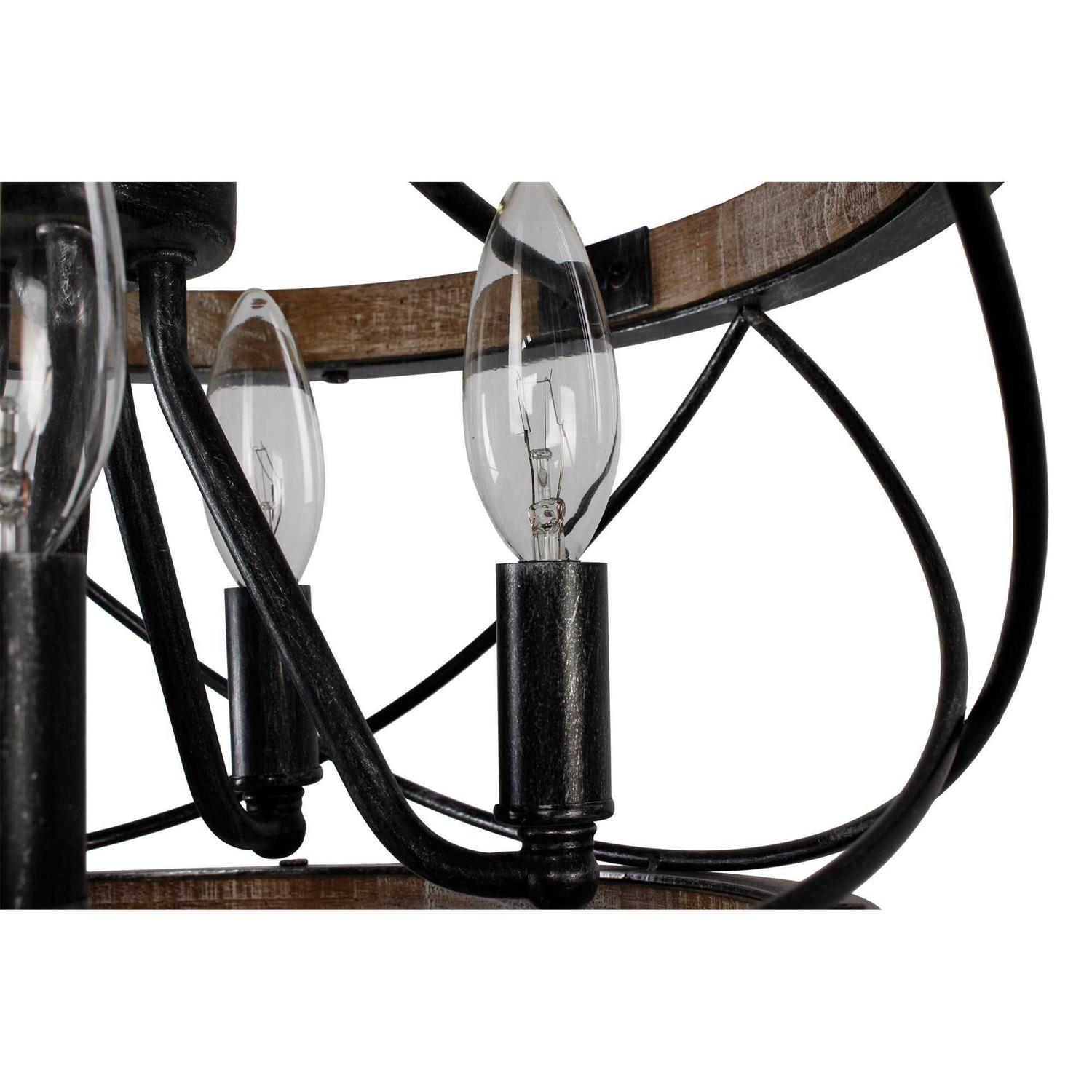 Bella Depot 5-Light Rustic Cage Wood Chandelier Dimmable Lighting FC4059-5H