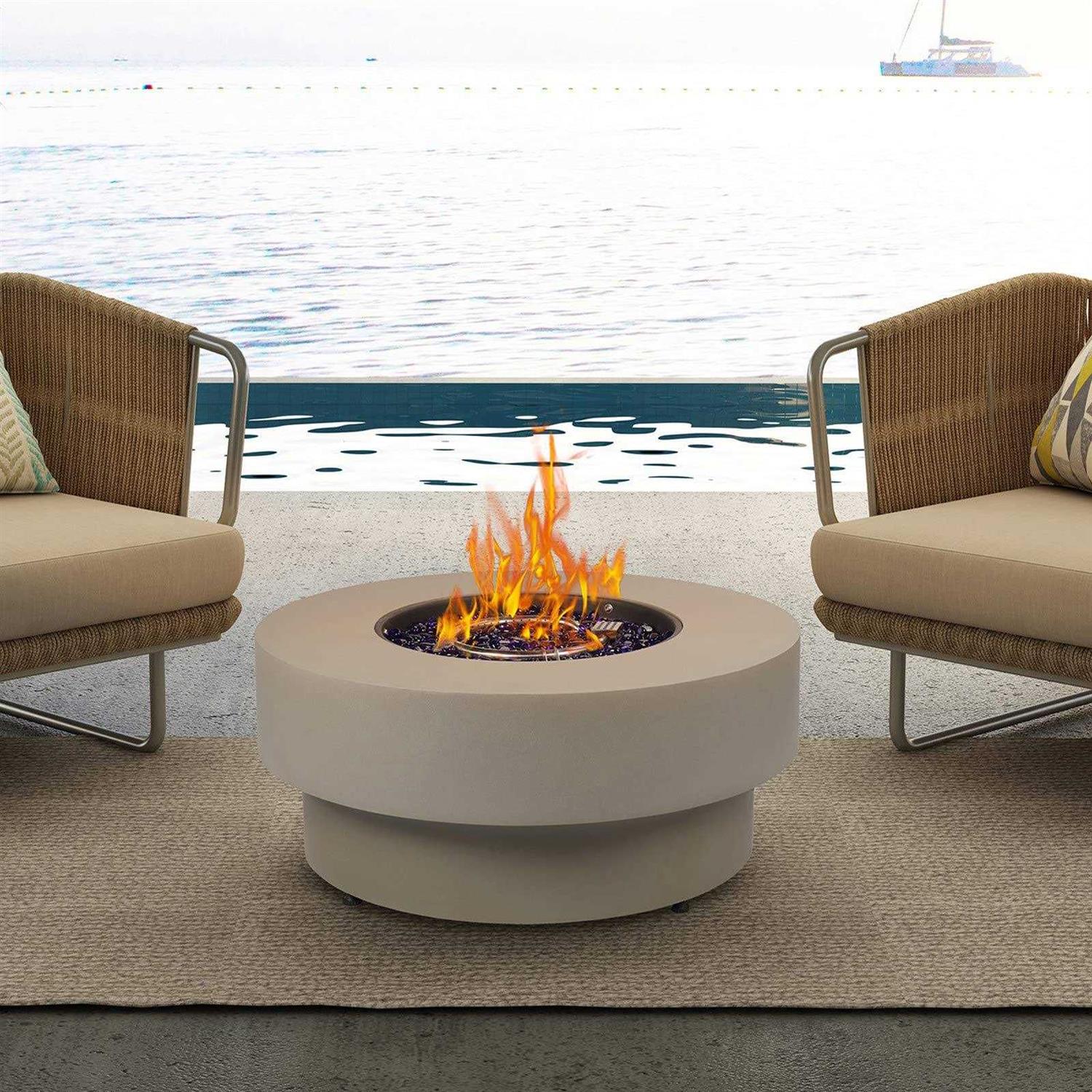 Baide Home 32.5 inch Round 50,000 BTU Gas Fire Pit Table for Outdoor Patio Garden Backyard Decking with Lid