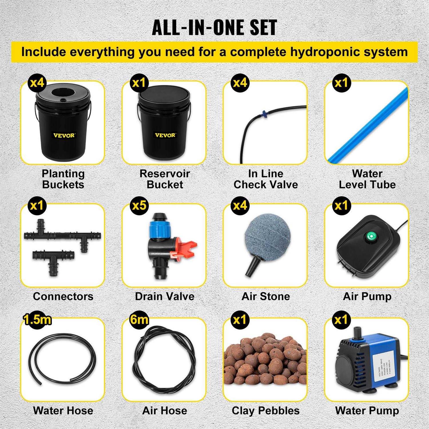 VEVOR Hydroponics Deep Water Culture Dwc Hydroponic System 5 Gallon 5 Buckets SSSPXTYX5110VUJGVV1