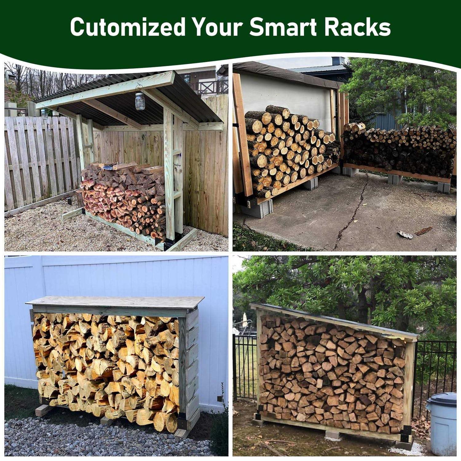 Tramull Outdoor Firewood Log Rack Bracket Kit Fireplace Wood Storage Holder