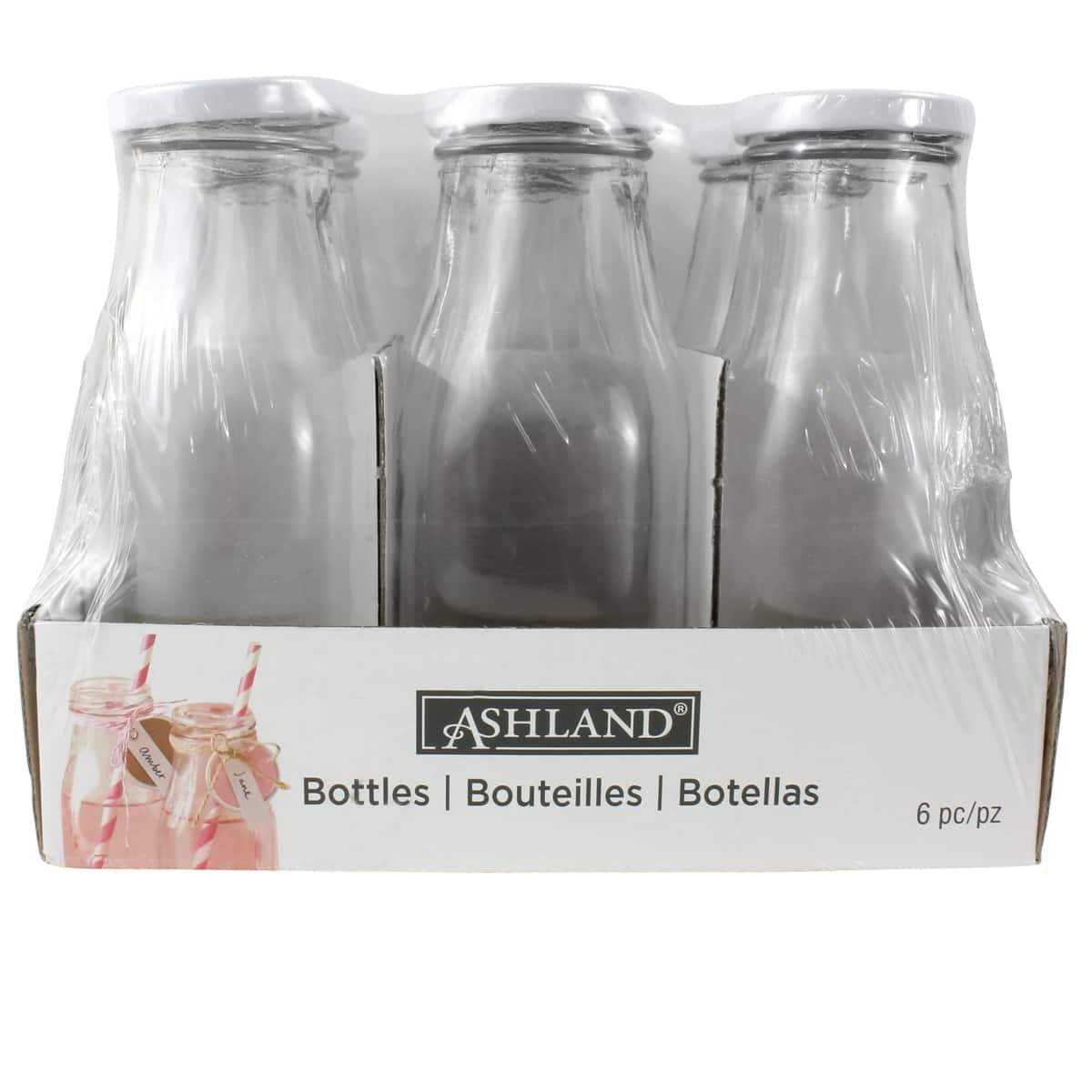 Ashland Glass Milk Bottles with Lids