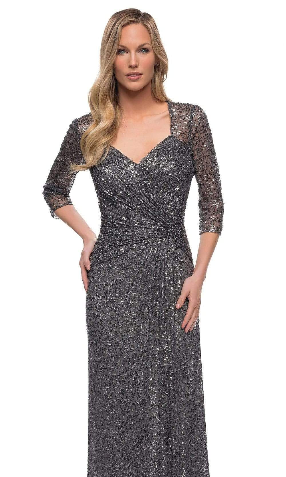 27930 V-Neck Sequin Embellished Dress