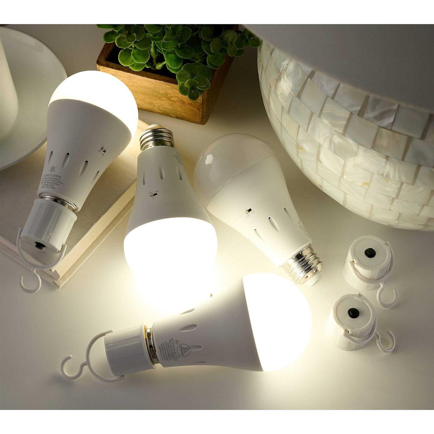 BrightLiving Set of 4 Multi Socket BatteryBackup LED Bulb