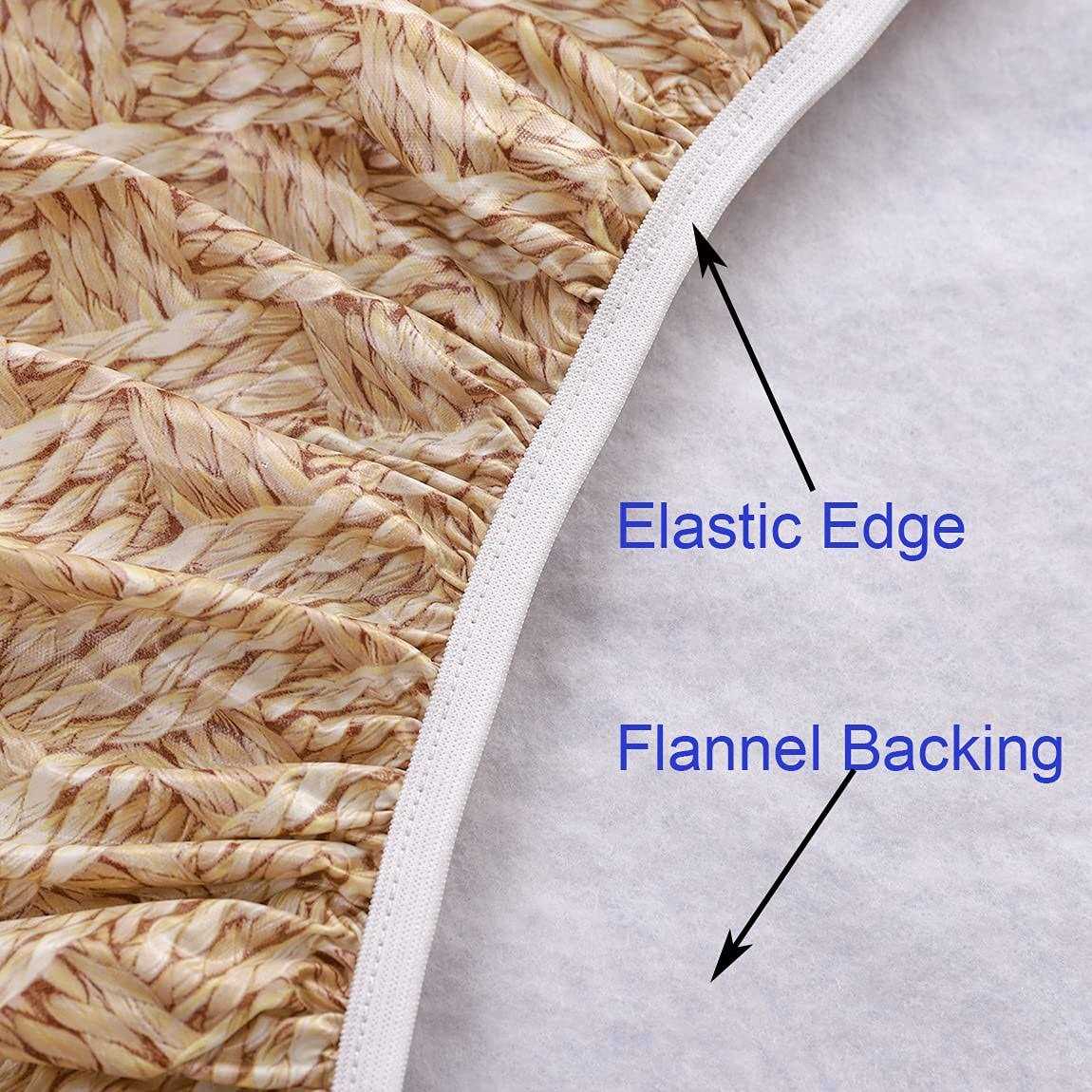 Walrus Round Vinyl Fitted Tablecloth with Flannel Backing Elastic Edge Design Table Cover Waterproof Oil-Proof PVC Table Cloth Stain-Resistant