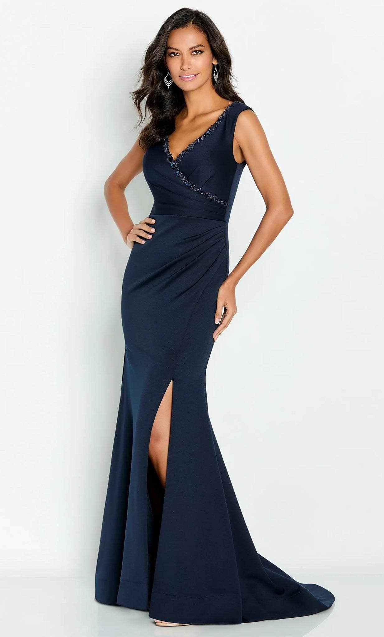 Beaded V-Neck Evening Gown
