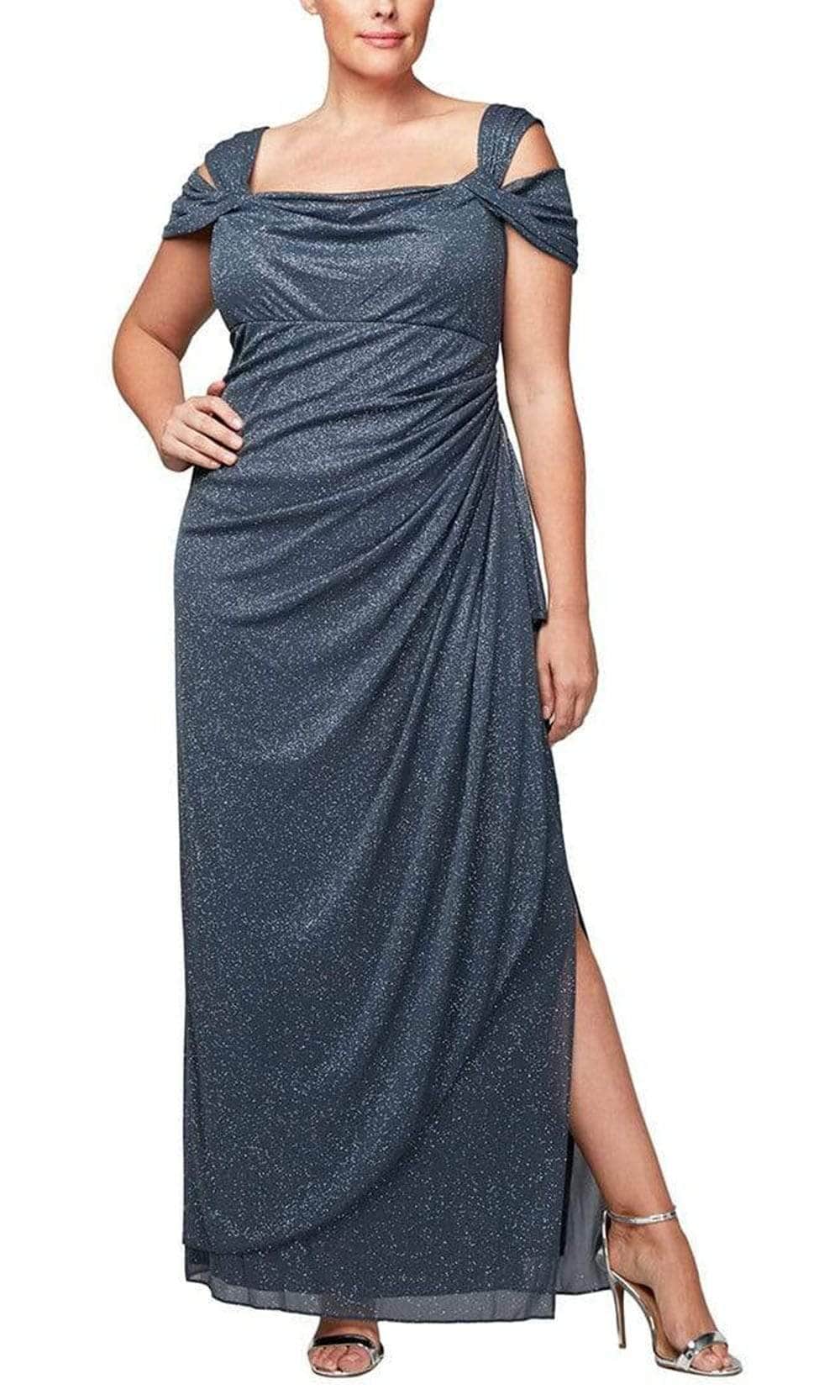 Cold Shoulder Glitter Formal Dress