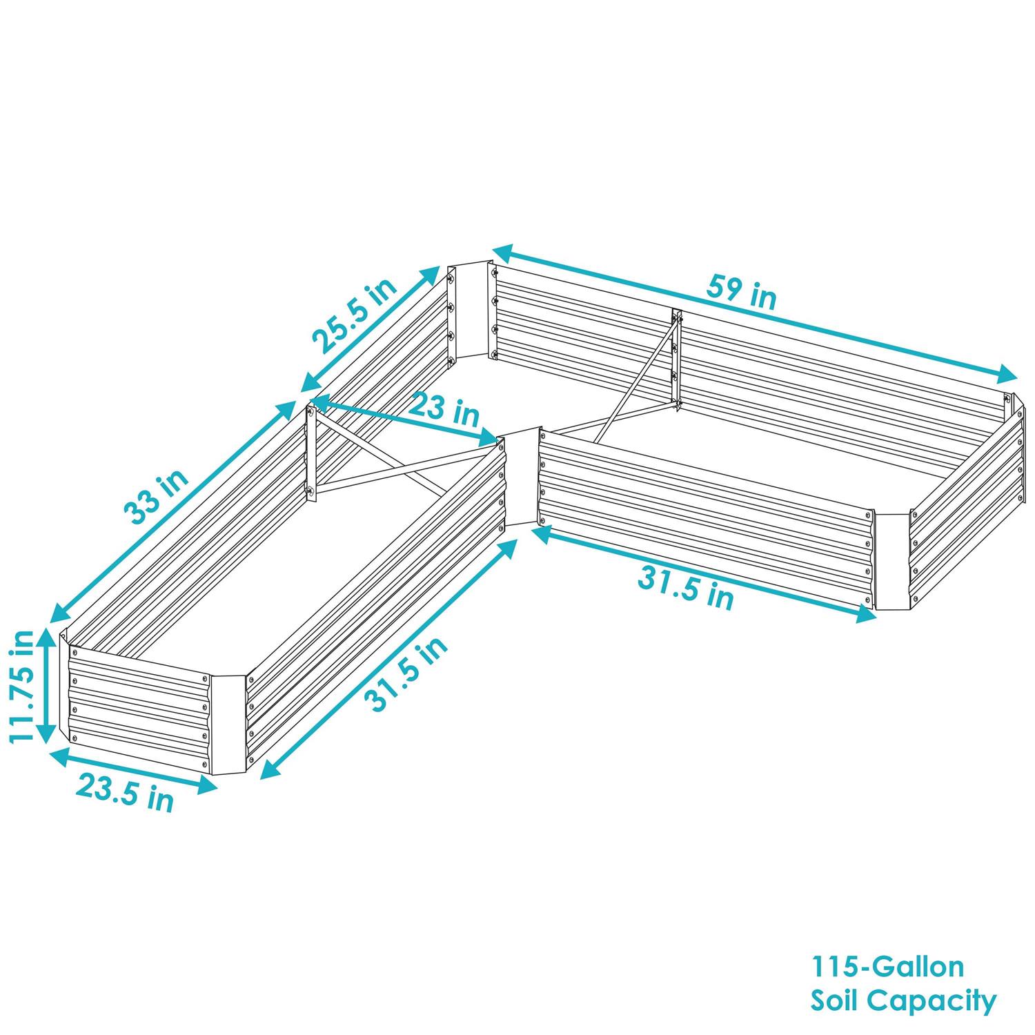 Sunnydaze L-Shaped Galvanized Steel Raised Garden Bed
