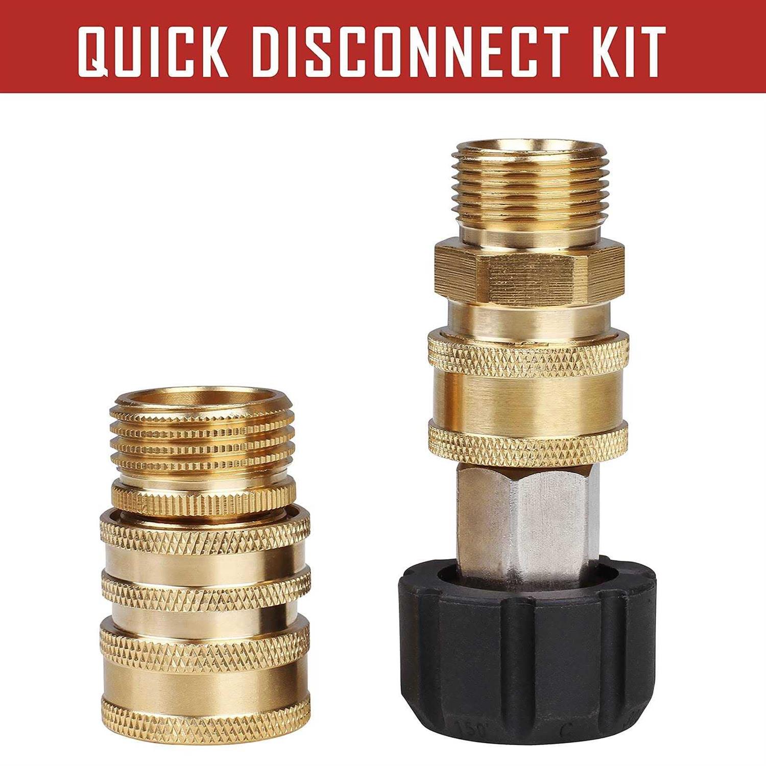 Wojet Pressure Washer Adapter Set Quick Disconnect Kit M22 Swivel To 3/8&” Quick Connect