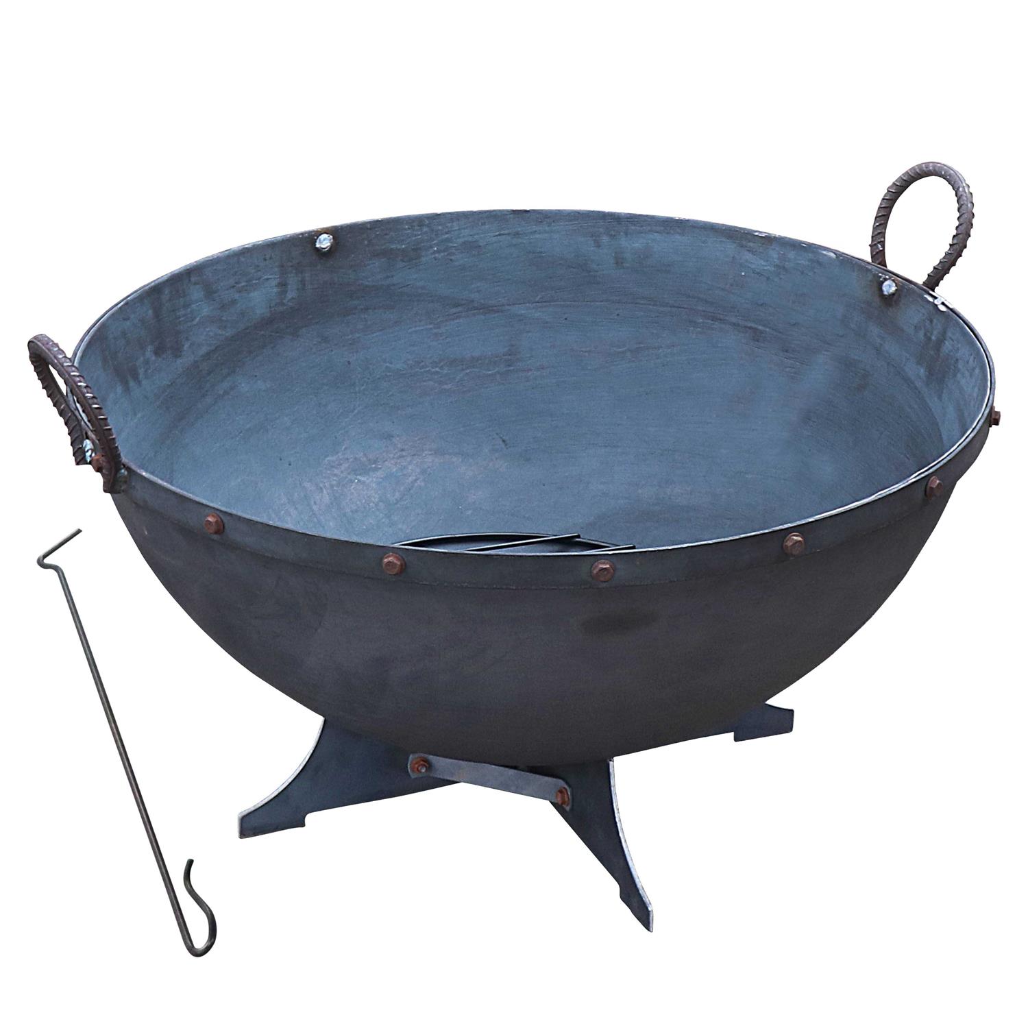 Titan Great Outdoors Hemisphere Fire Pit with Screen and Poker 32 Cast Iron