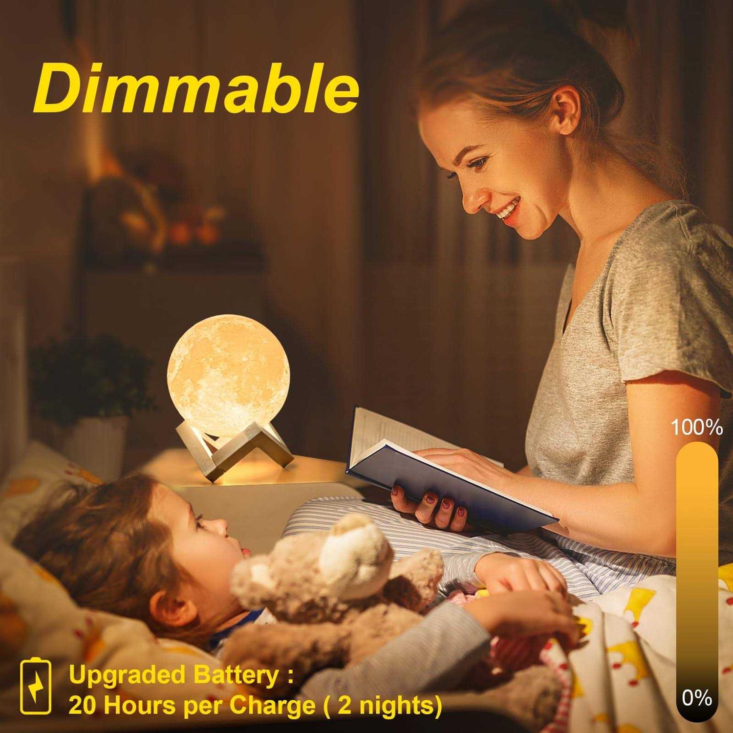 Balkwan Moon Lamp 3D Printing Moon Light Dimmable and Touch Control Design,Romantic Birthday Gifts for Women,Men,Kids,Child and