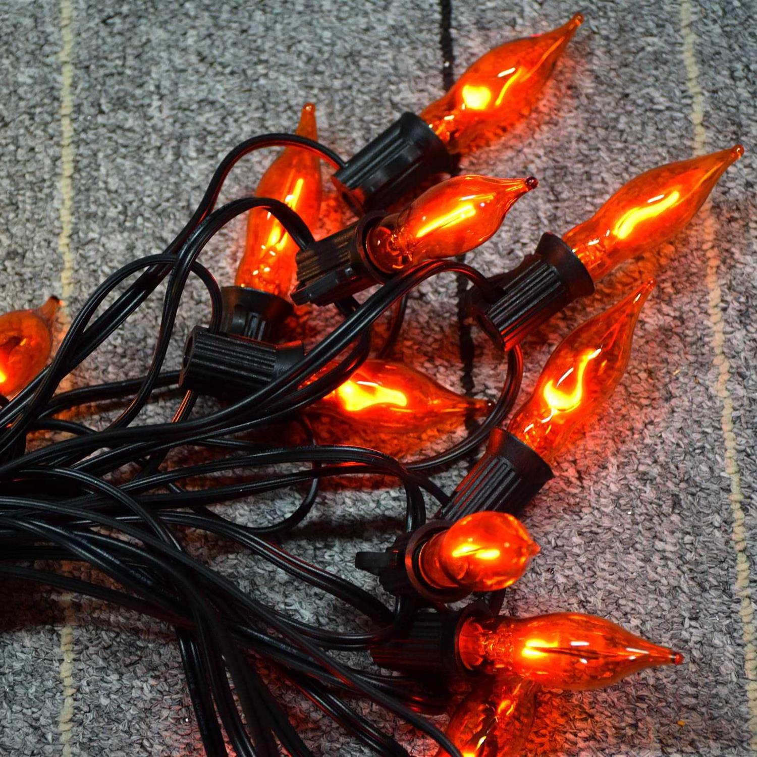 Agaphoton Christmas C18 Flicker Flame Light Bulb Clear Flame Tip Candelabra Replacement Bulbs