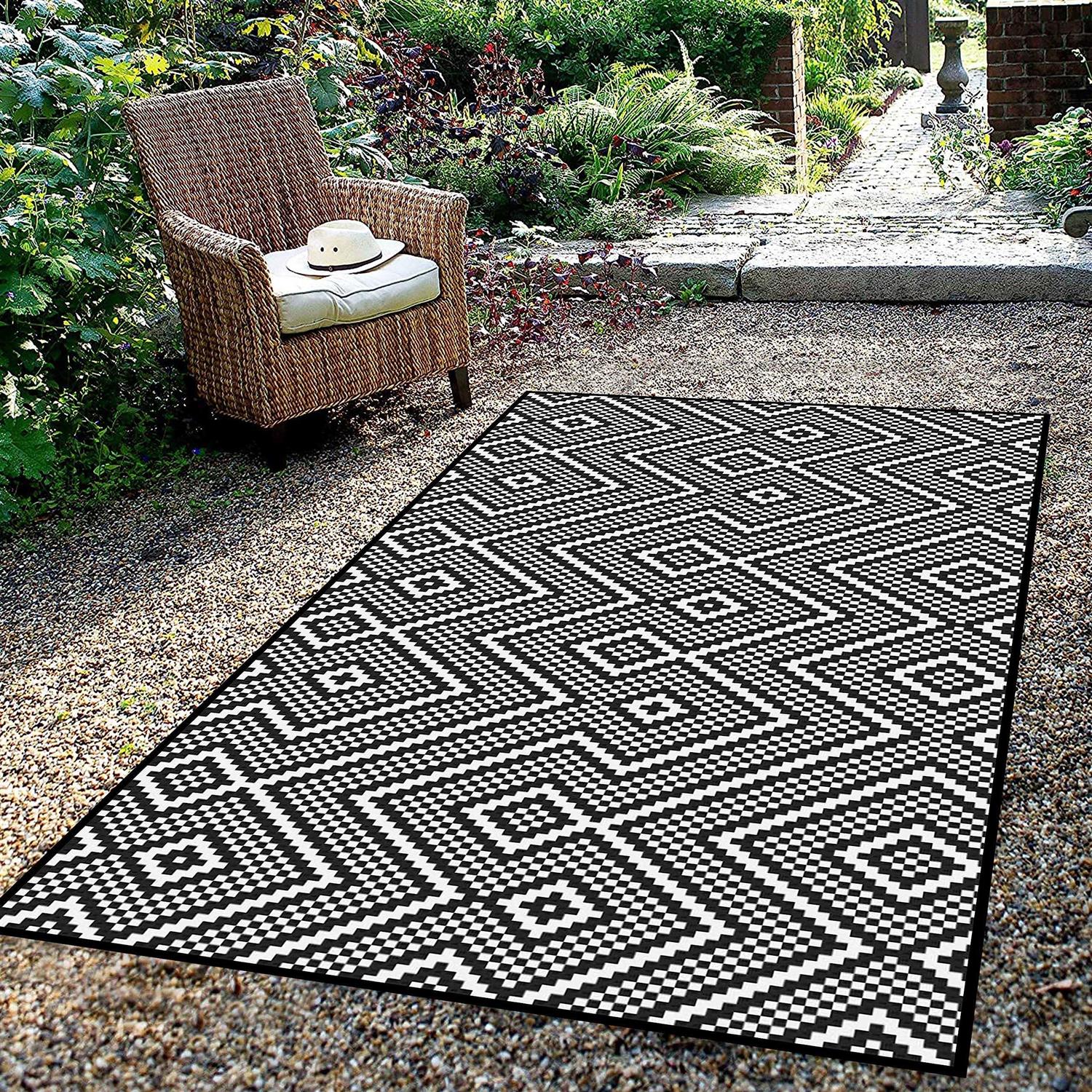 ARSUK Outdoor Rug Mat Indoor Plastic Straw Reversible