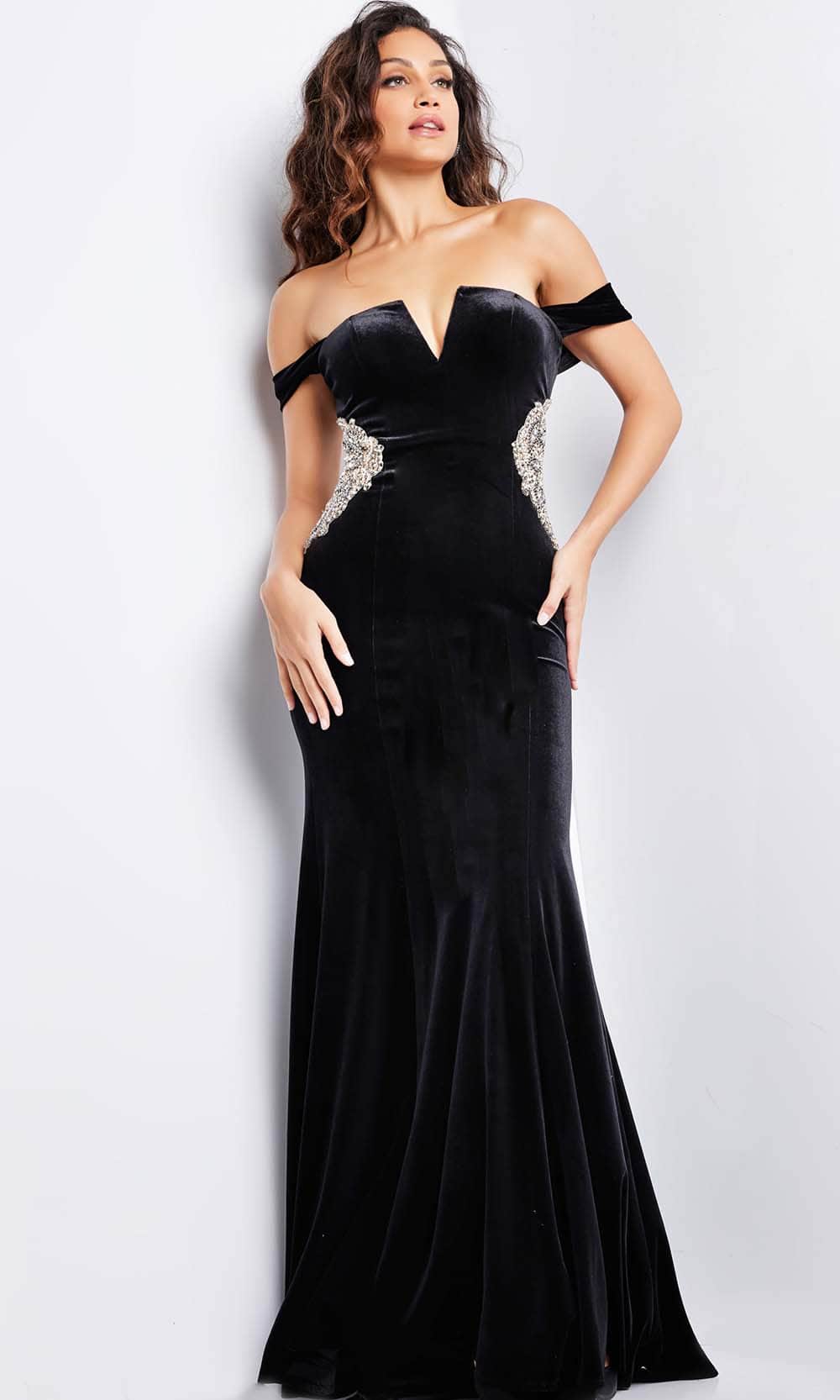 Beaded Appliqued Evening Gown