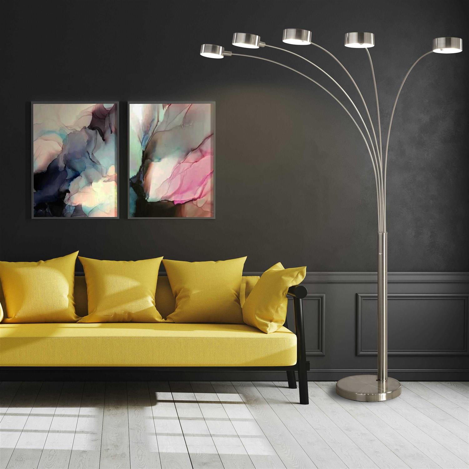 Artiva USA Micah LED 5-Arched Floor Lamp with Dimmer 88