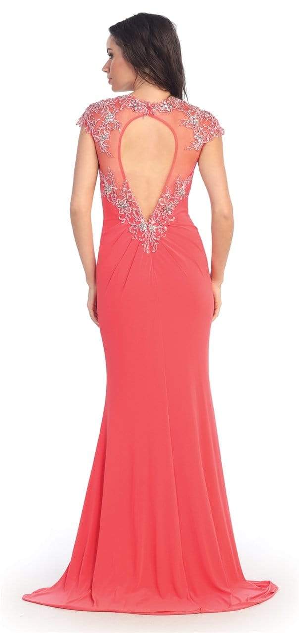 GL2011 Jeweled Illusion Jewel Neck Dress