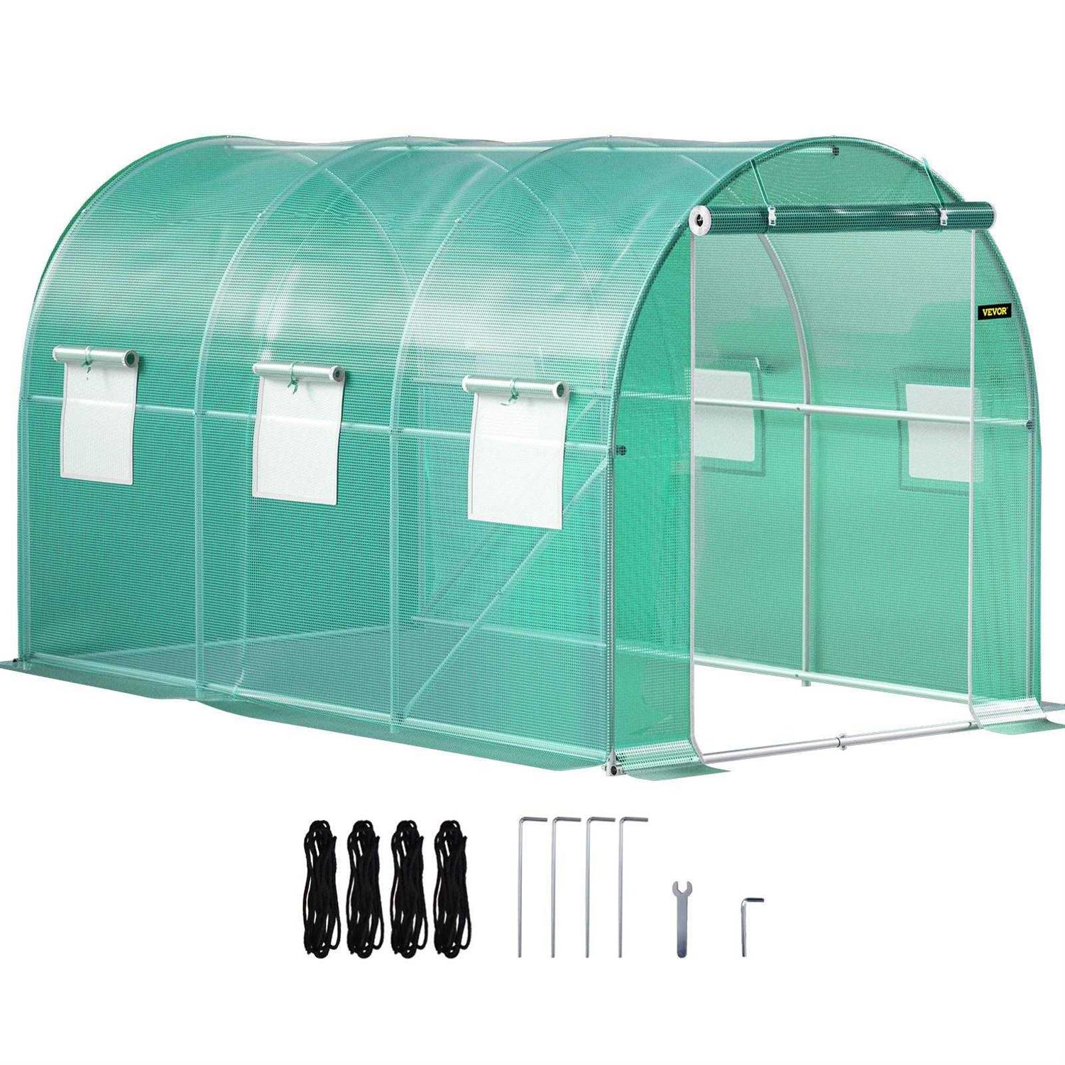VEVOR 7 ft Walk-in Tunnel Greenhouse Portable Plant Hot House w/ Galvanized Steel Hoops