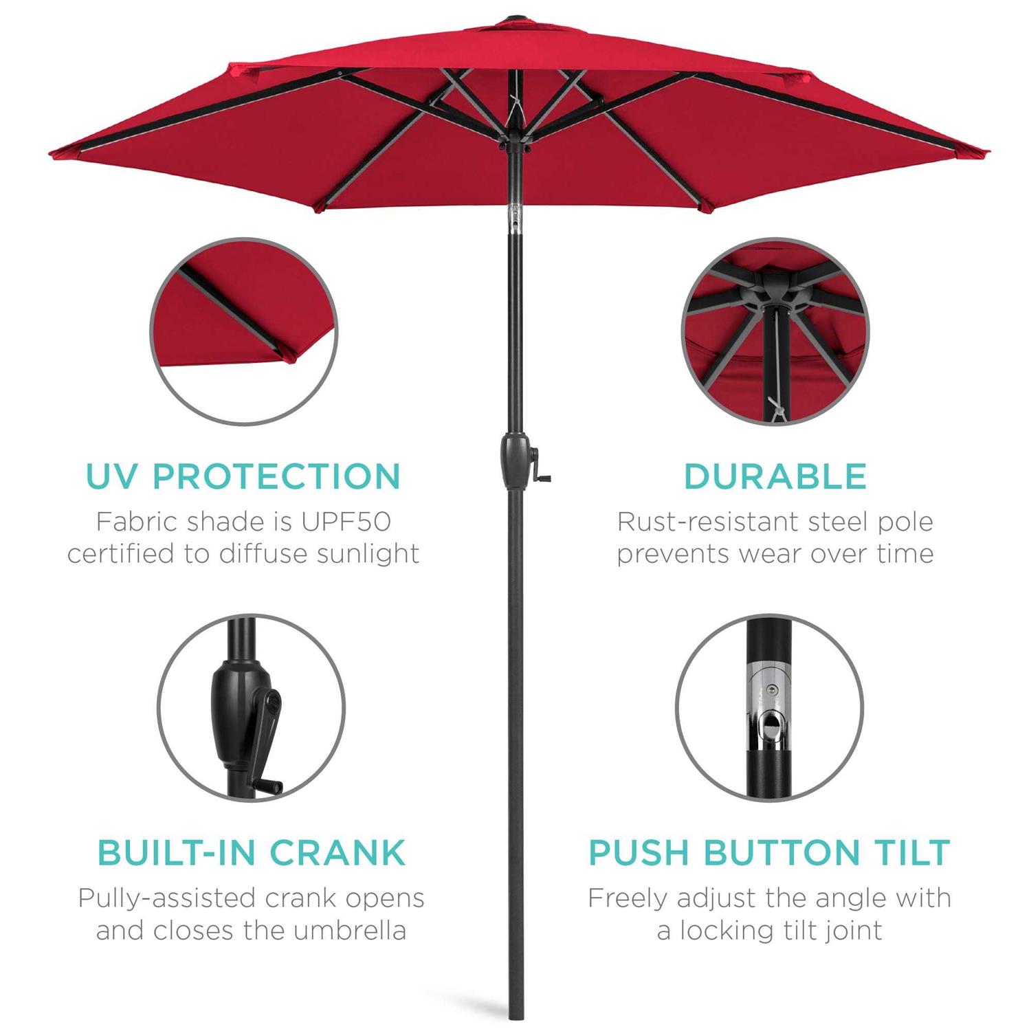 Best Choice Products 7.5ft Heavy-Duty Outdoor Market Patio Umbrella w/ Push Button Tilt