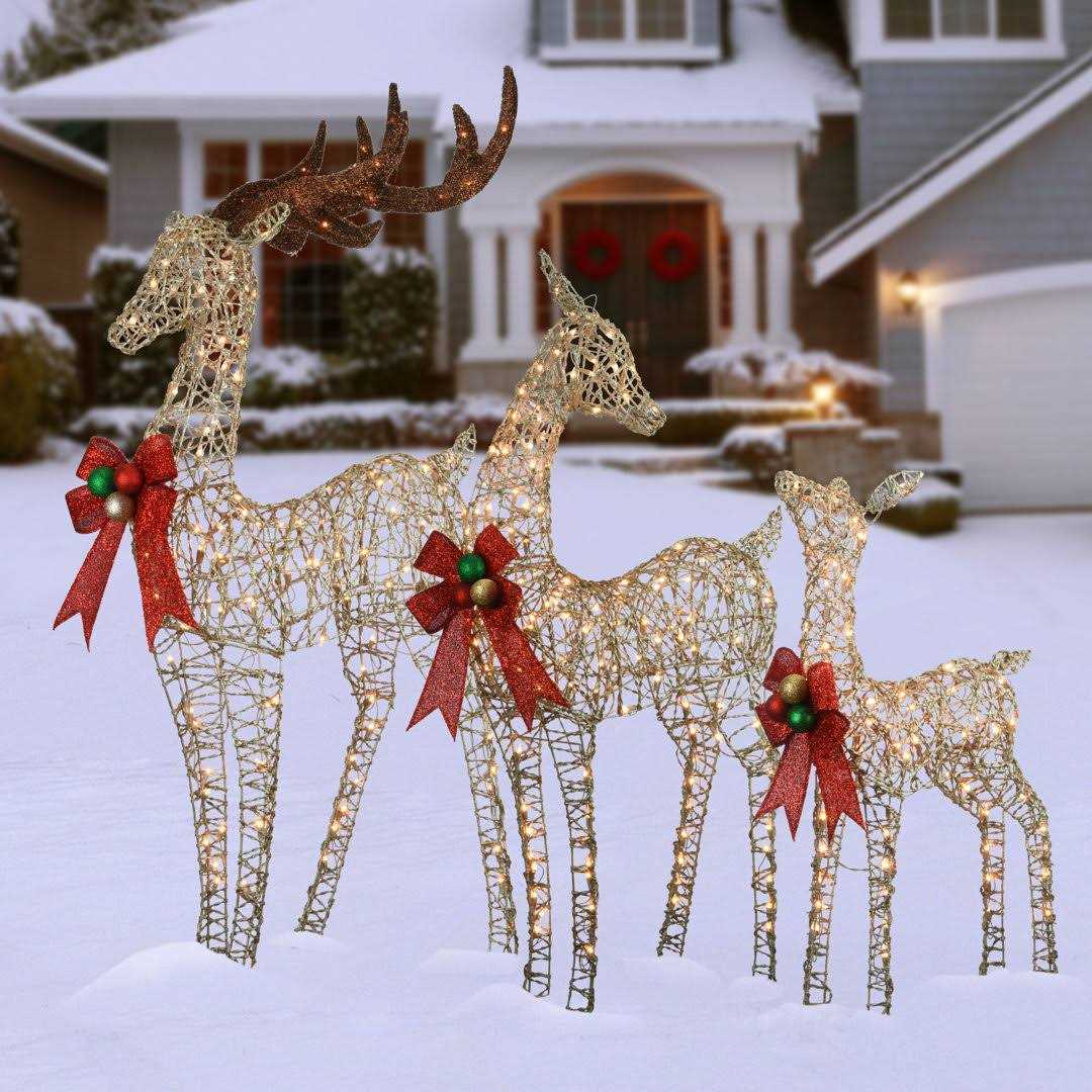 Andover Mills™ Kingswood Fir 3 Piece Deer Family Assortment Lighted Display Set