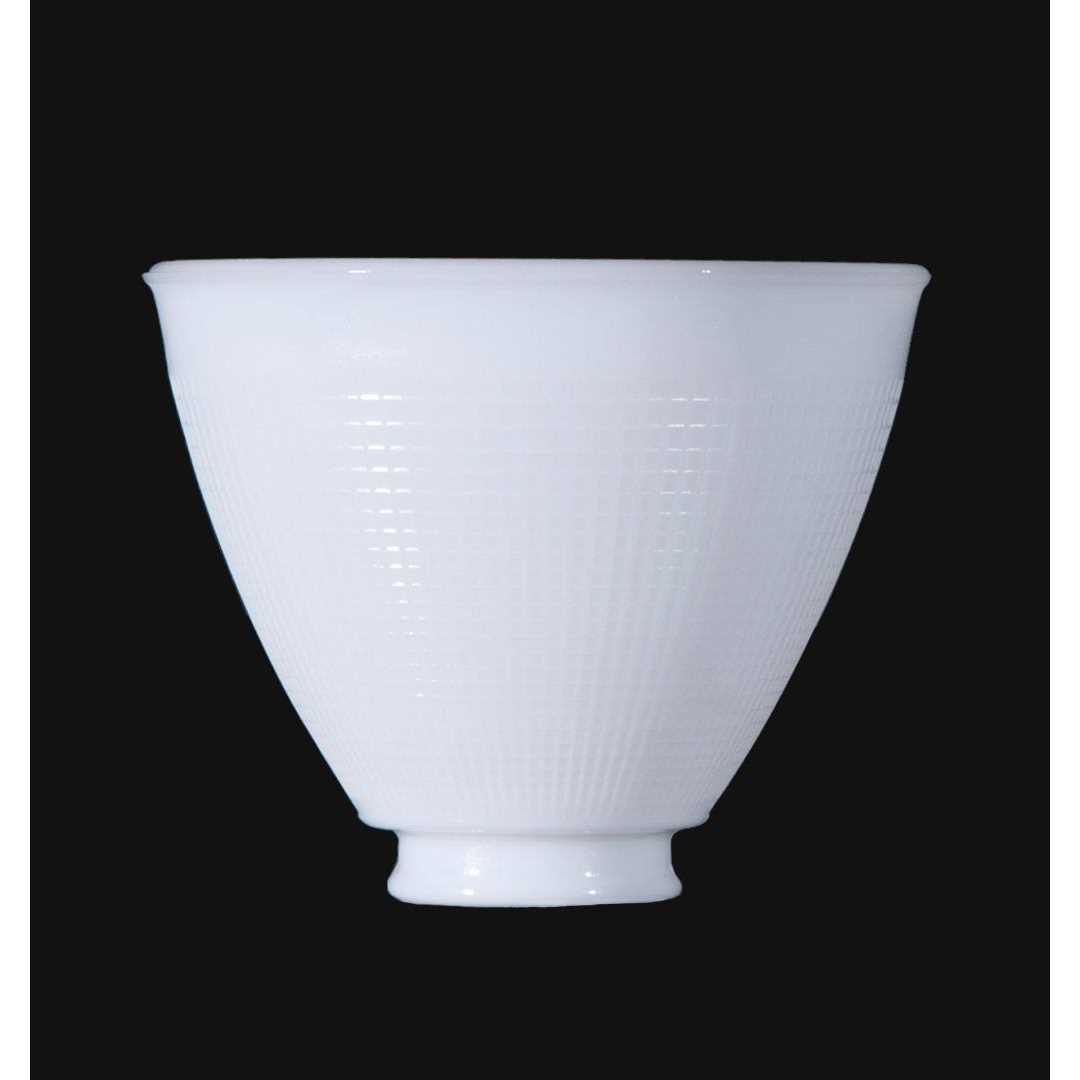 B&p Lamp 6 Inch Top Diameter I.E.S Style White Opal Glass Reflector Shade With Waffle Pattern Glass 08390