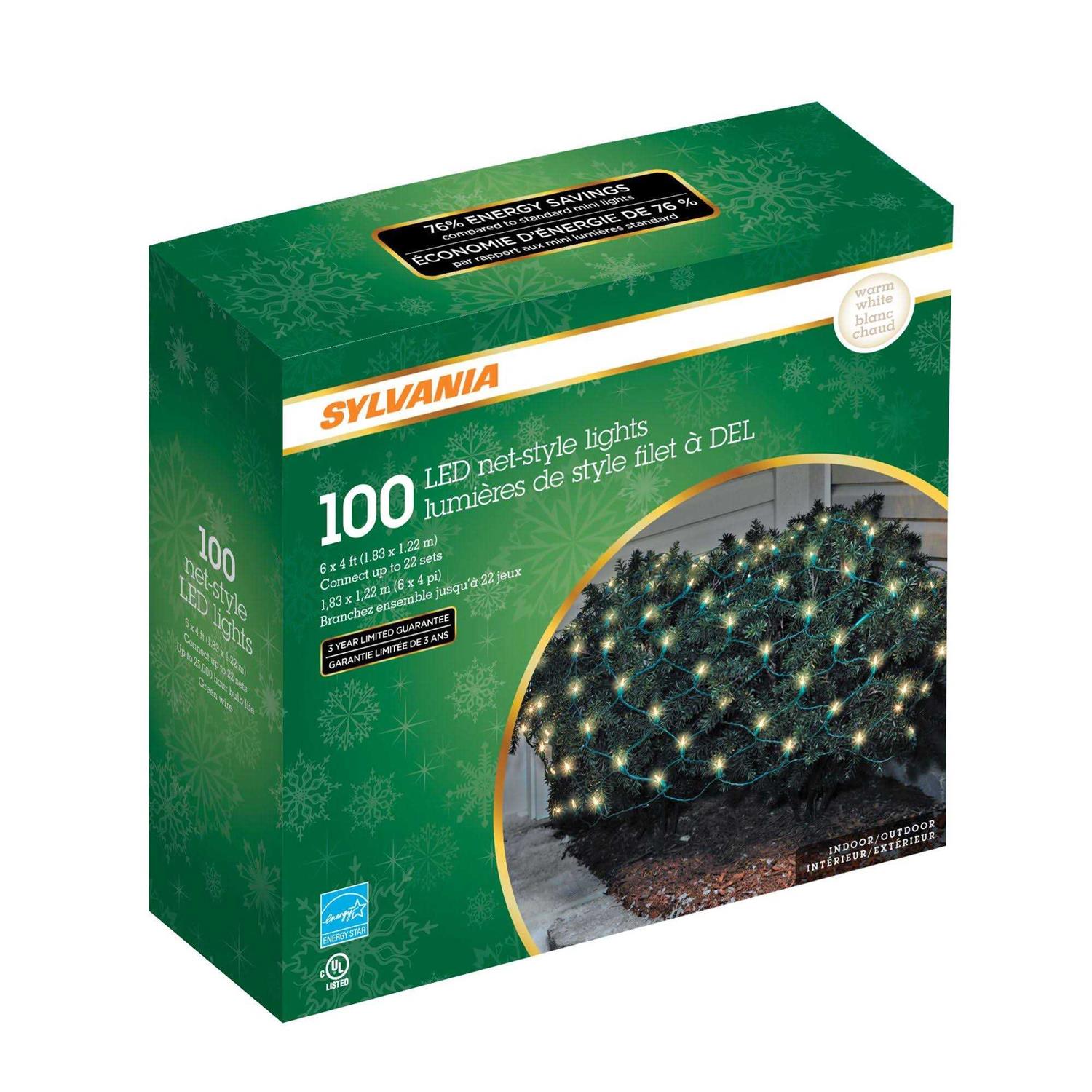 Sylvania 100 Light 4′ x 6′ Glass LED Warm White Net Light Set