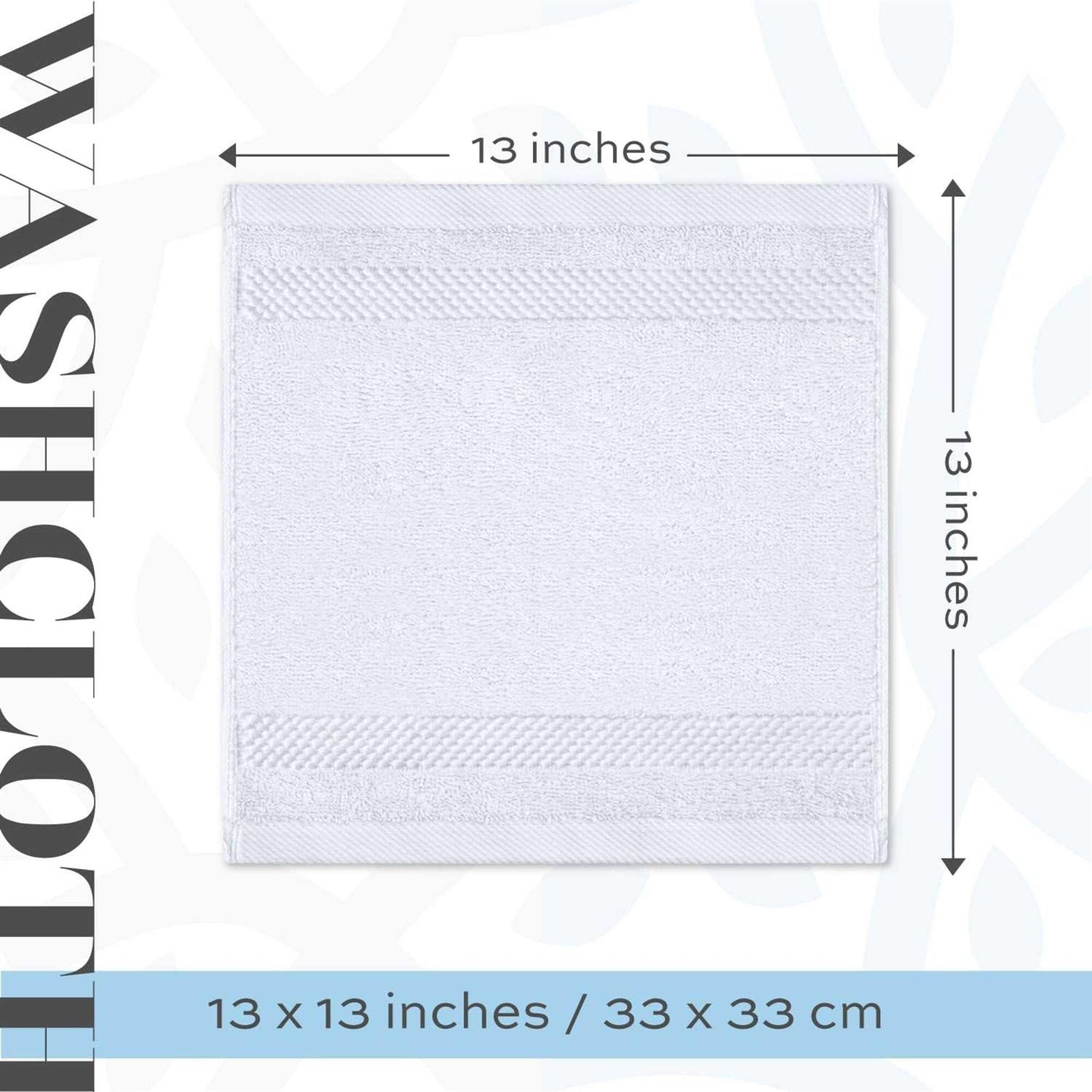 White Classic Luxury Cotton Washcloths Large Hotel Spa Bathroom Face Towel