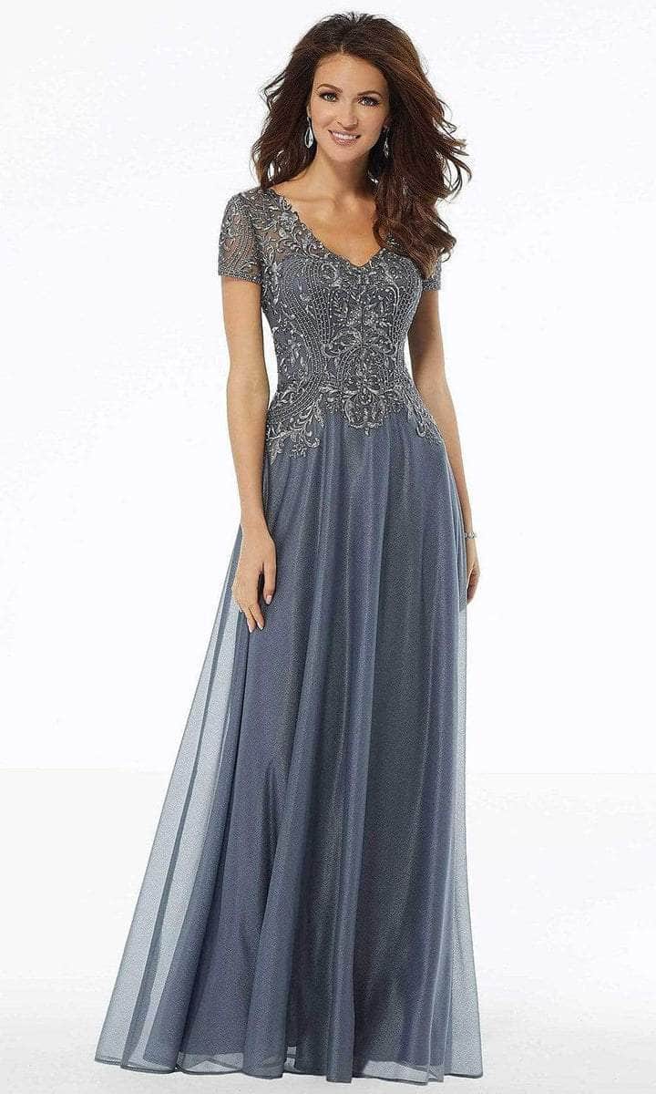 Short Sleeve Metallic Formal Dress 72116SC