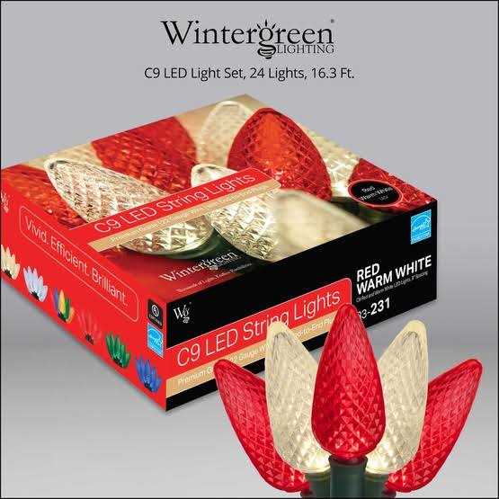 Wintergreen Lighting 24 C9 Red White LED Christmas Lights