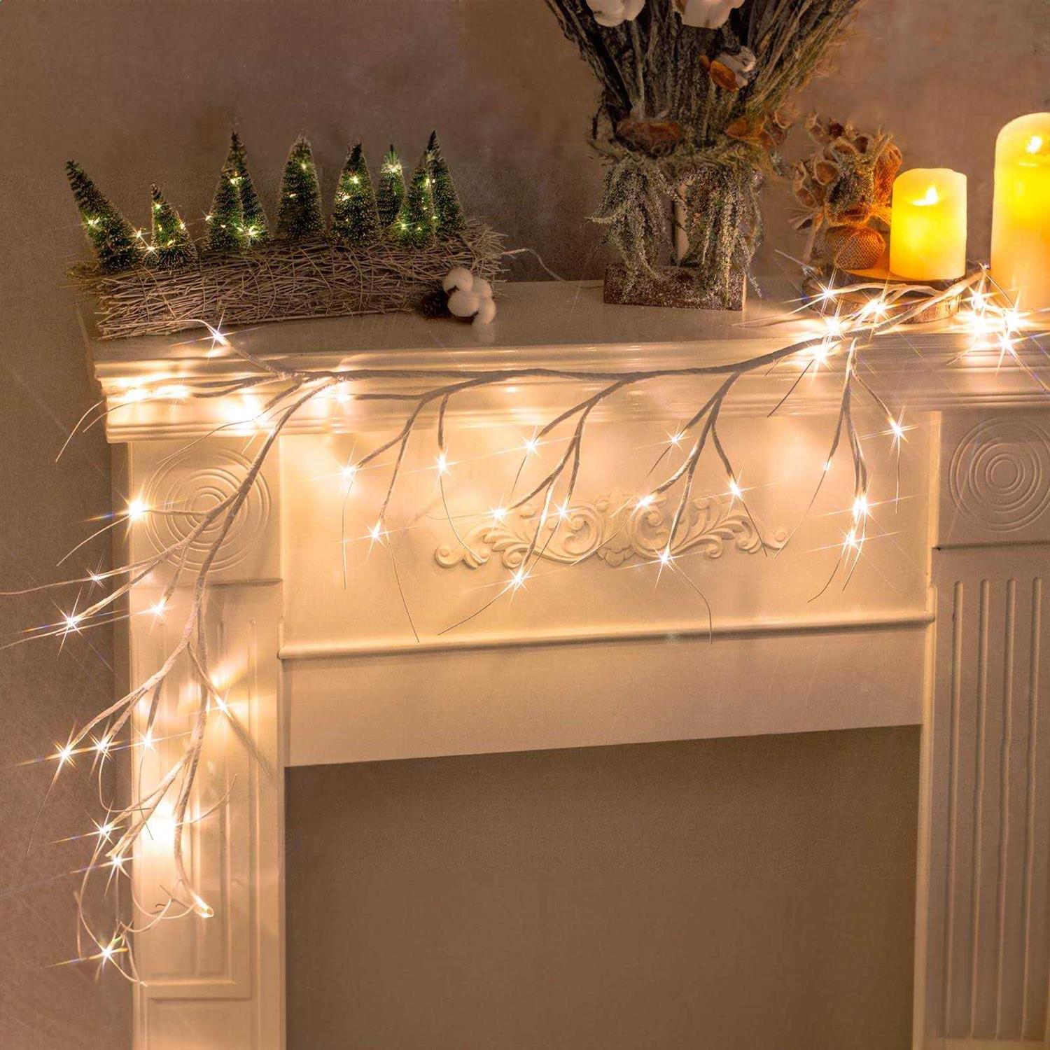 Vanthylit White Garland Lights With 5.9ft 48 Led Warm White Waterproof Decorativ