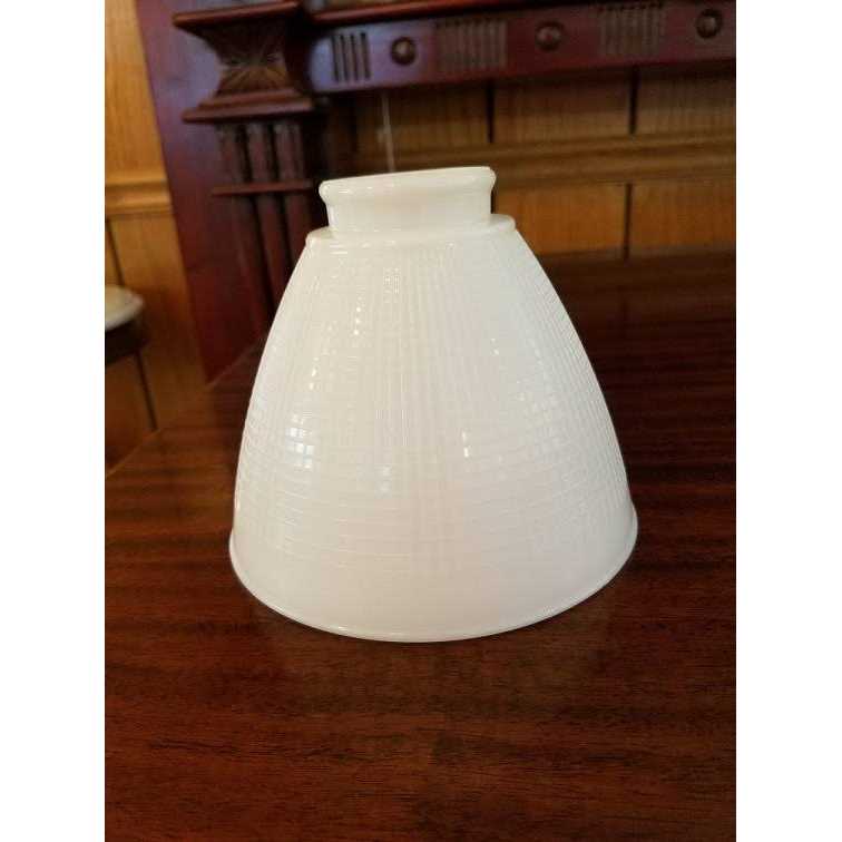 B&p Lamp 6 Inch Top Diameter I.E.S Style White Opal Glass Reflector Shade With Waffle Pattern Glass 08390