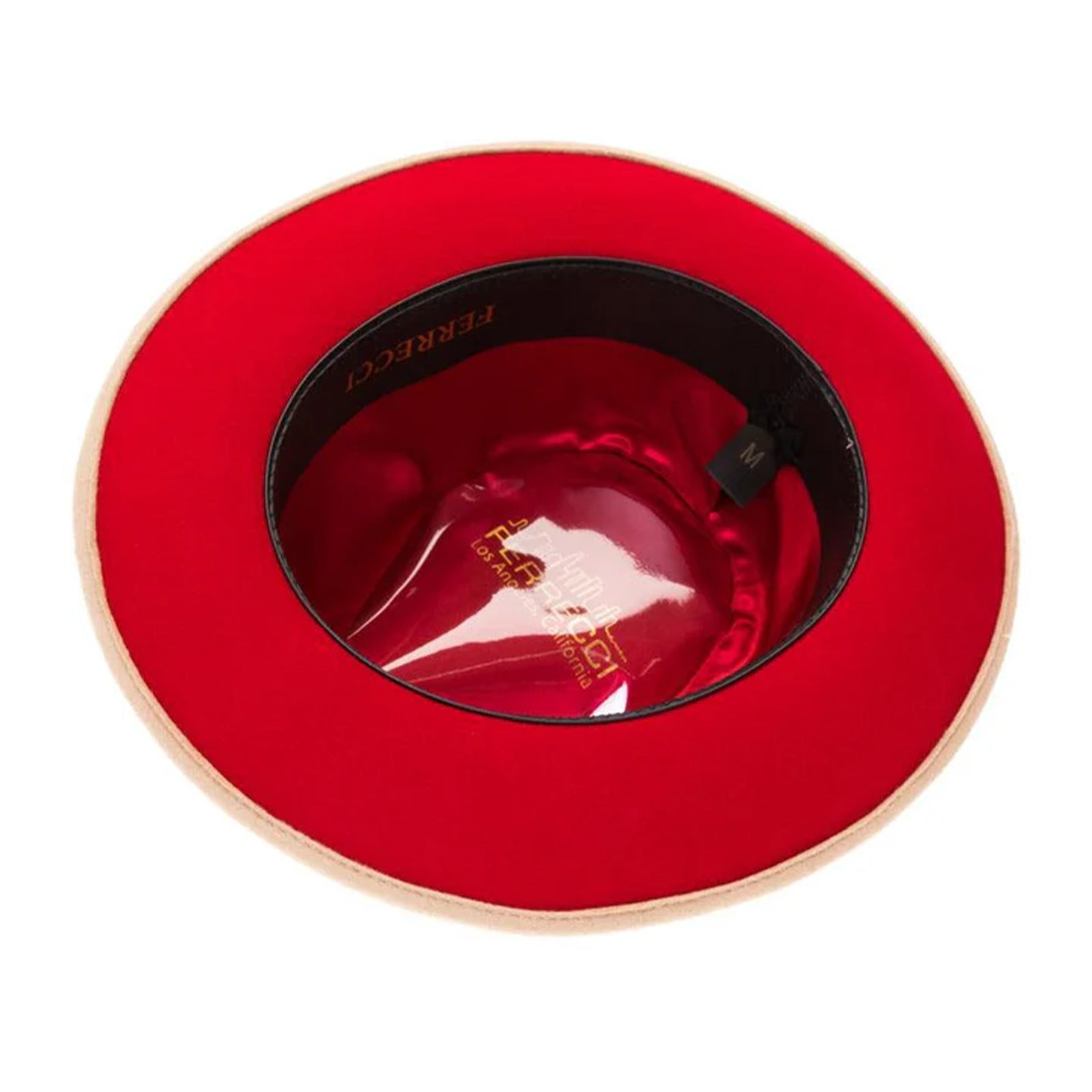 Men’s Classic Two Tone Fedora Dress Hat in Tan & Red