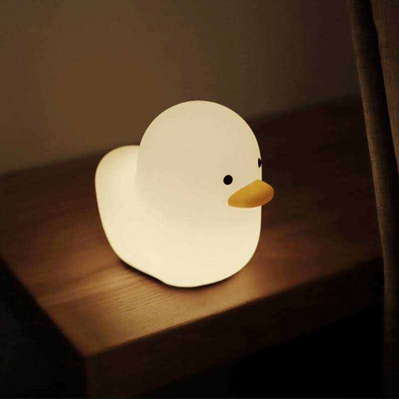 Uneede LED Benson Night Light Cute Duck Animal Silicone Nursery Night Light Rechargeable Table Lamp Bedside Lamp with Touch Sensor for Baby Girls