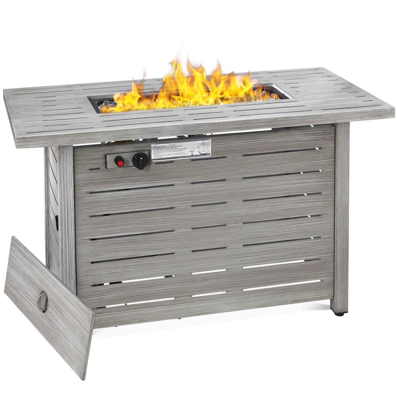 Best Choice Products 42in Fire Pit Table 50,000 BTU Rectangular Steel Propane Gas w/ Cover