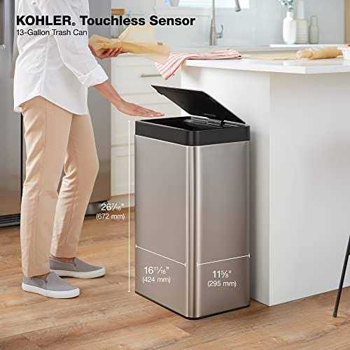 13-gallon touchless Stainless steel trash can KOHLER 23825