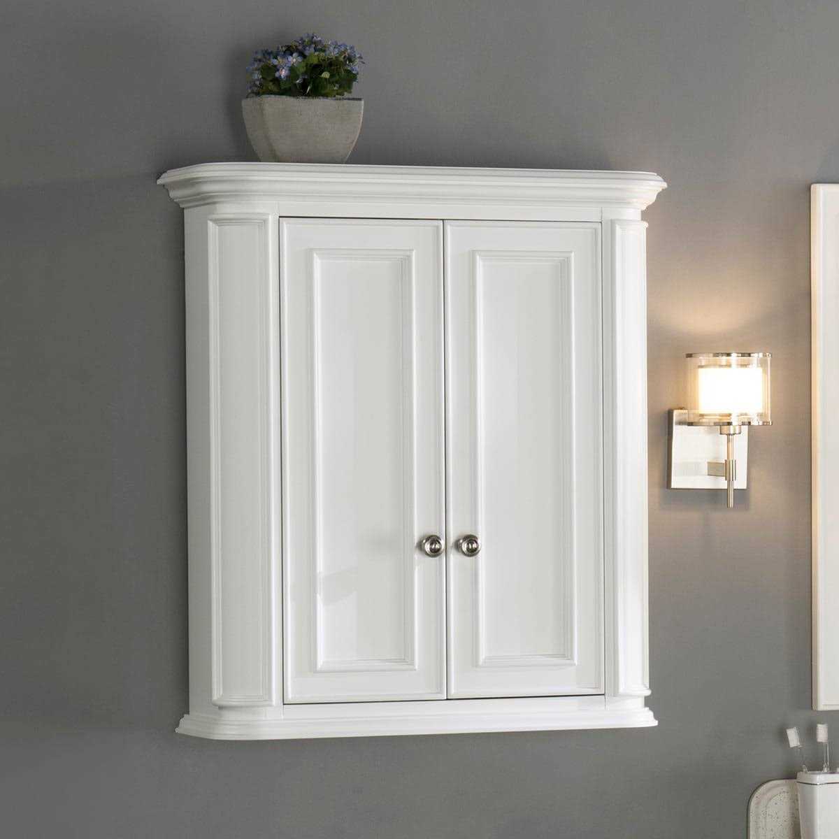 allen + roth Wrightsville 26-in x 30-in x 10-in Swan White Soft Close Bathroom Wall Cabinet 1116WC-26-201