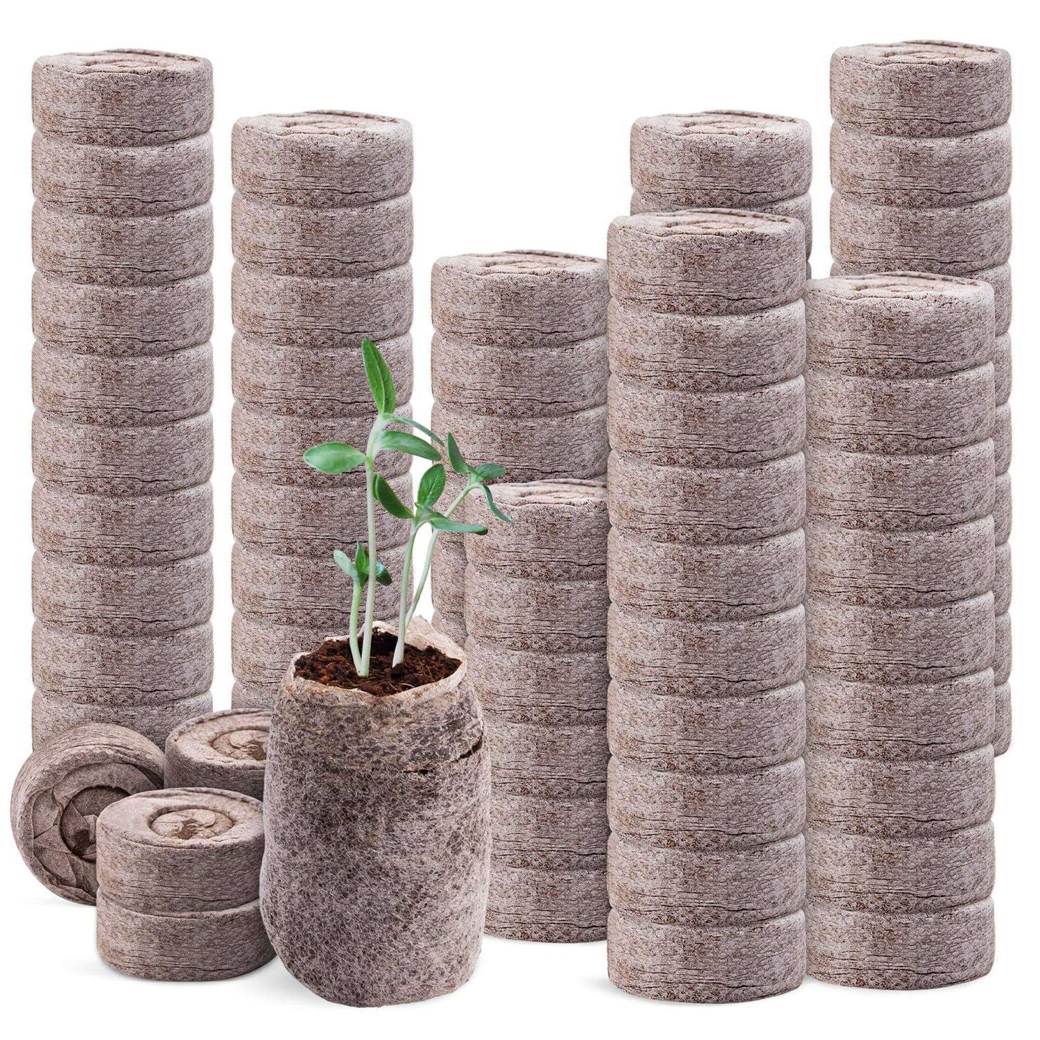 100 Pcs peat pellets Plant Starter,30MM Plant Starting Plugs,Fiber Soil Direct Plant Seeding Starters peat pellets for seedlings