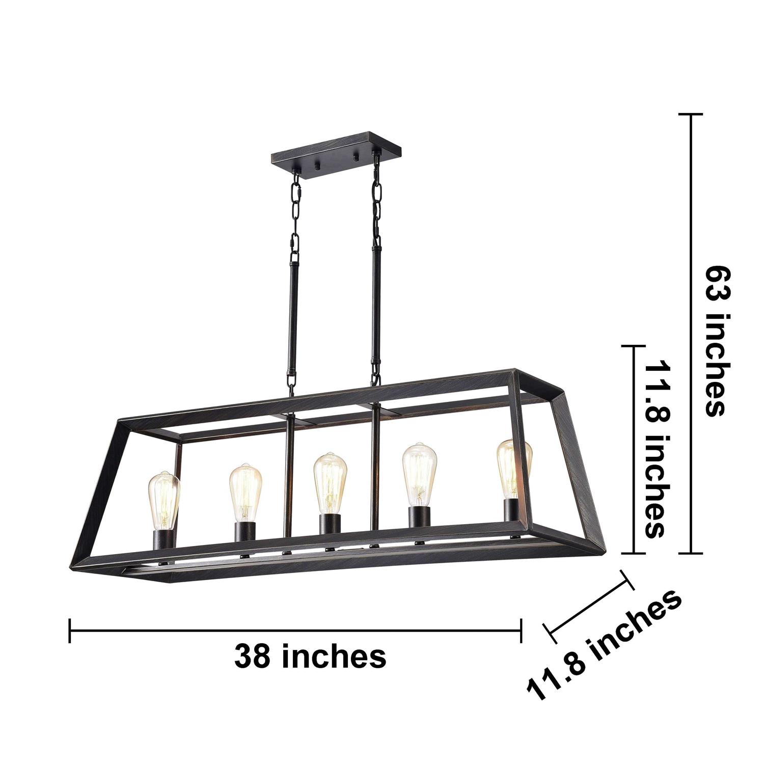 The Lighting Store Daniela Antique Black Metal Frame 5-Light Trapezoid Pendant Chandelier