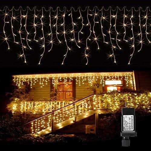 TuoPuLife Icicle Lights Outdoor 32.8ft 400 LED Icicle Christmas Lights with Timer