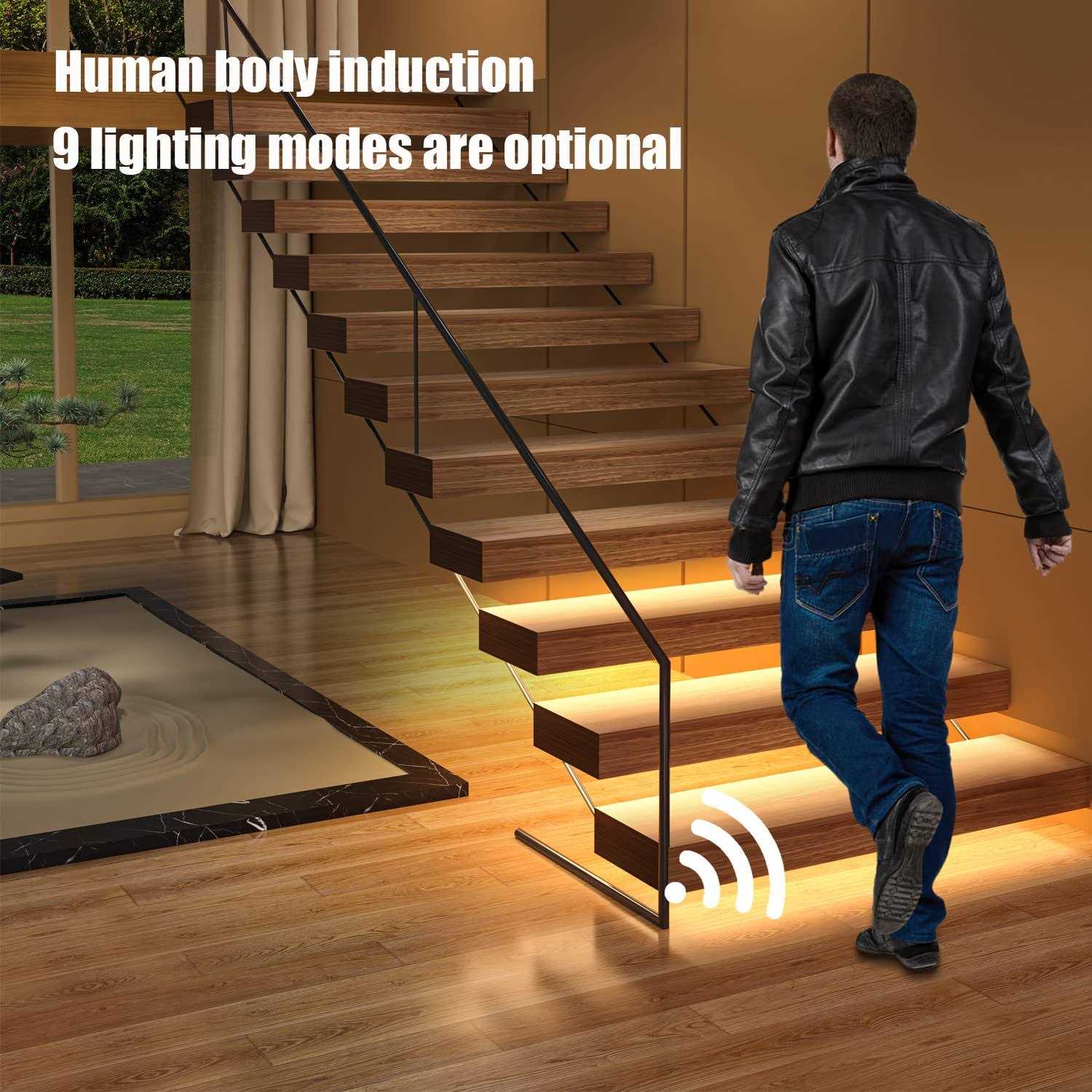 SuperStairLED Motion Sensor LED Stair Lights Controller SSL-5628 9 Modes Speed Brightness Adjustable Use for Max 28 Steps Indoor LED Stair Lighting
